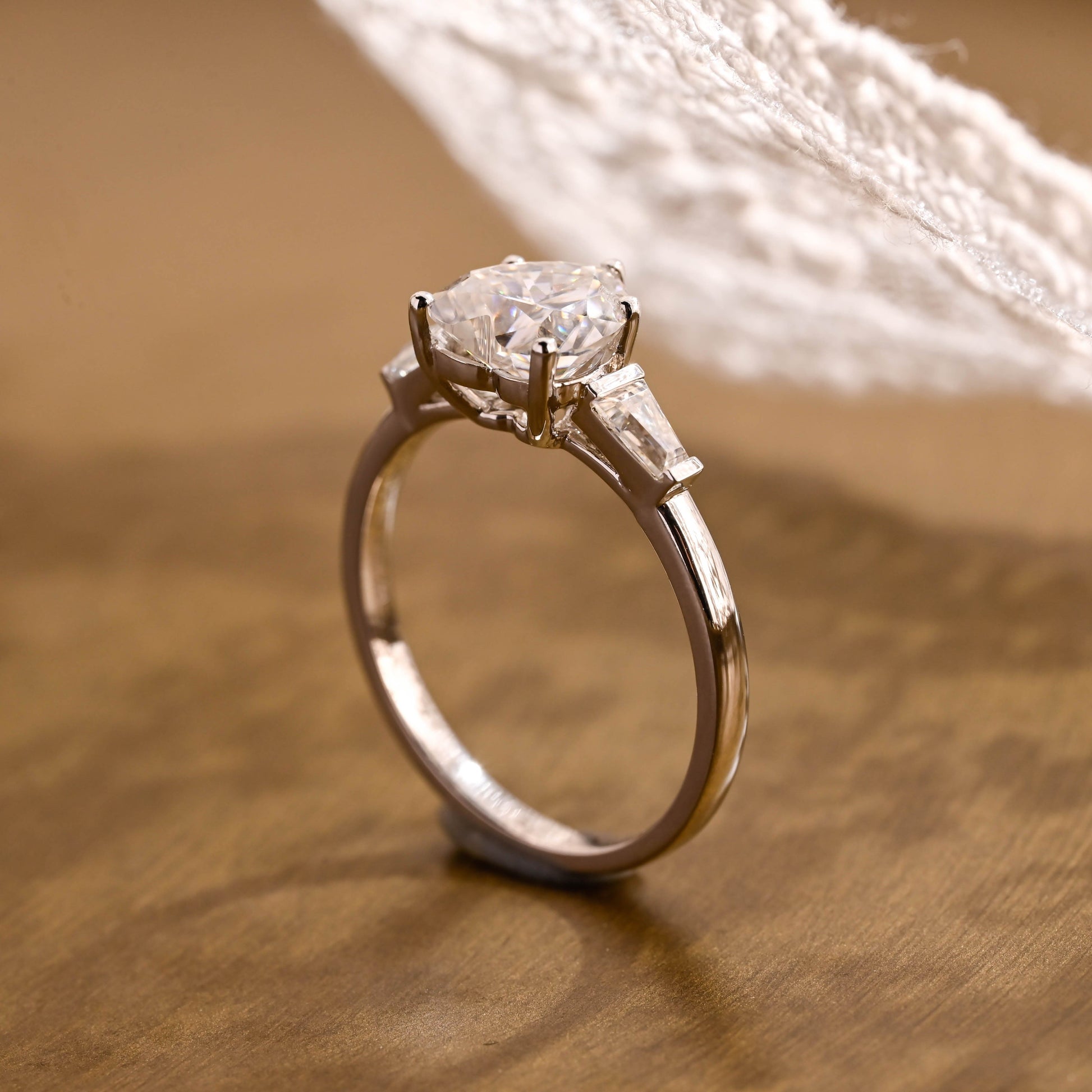 SquareJewelry heart cut moissanite engagement ring Three Stone Heart Cut Moissanite Engagement Ring