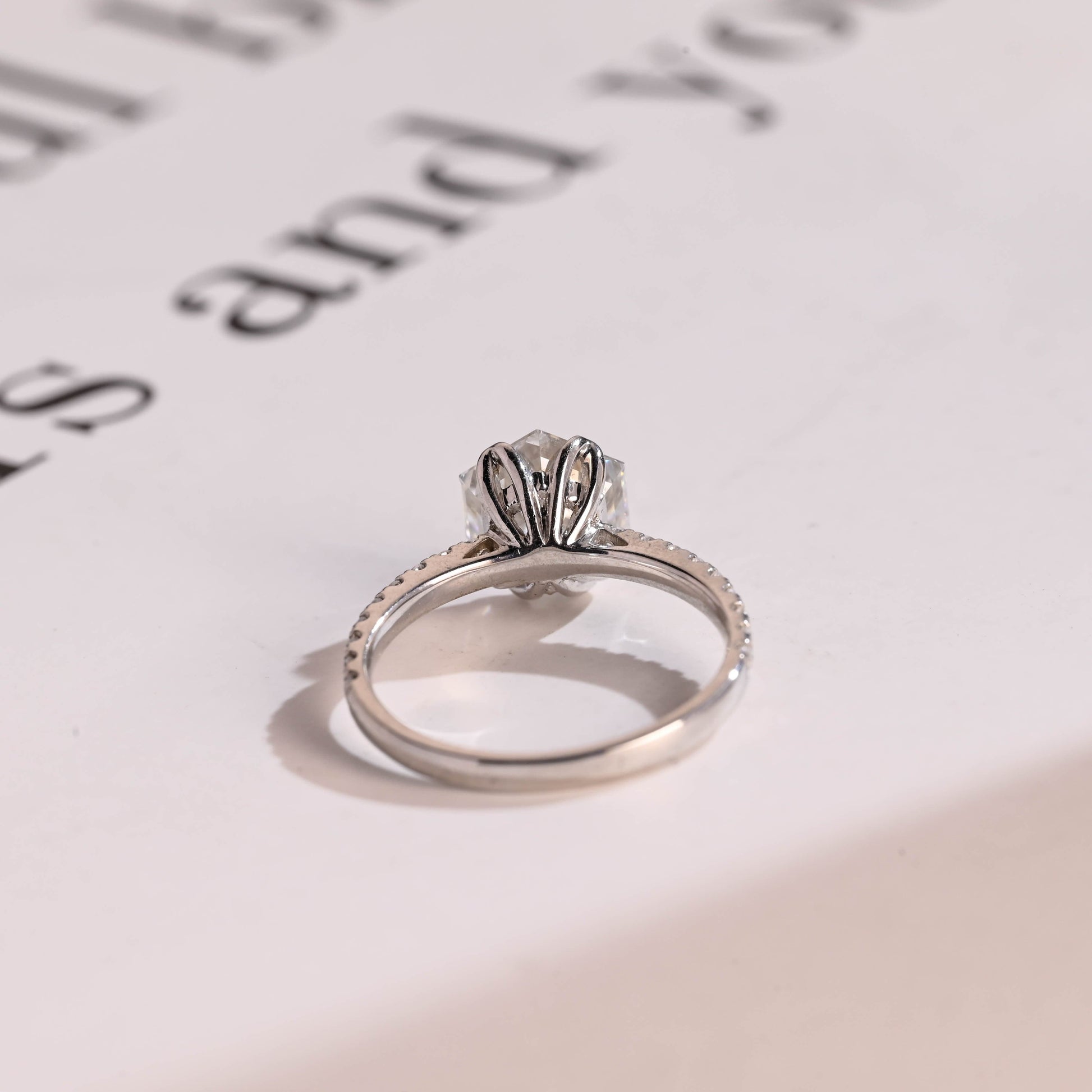 SquareJewelry hexagon cut moissanite engagement ring Solid Gold Tulip Hexagon Cut Moissanite Engagement Ring