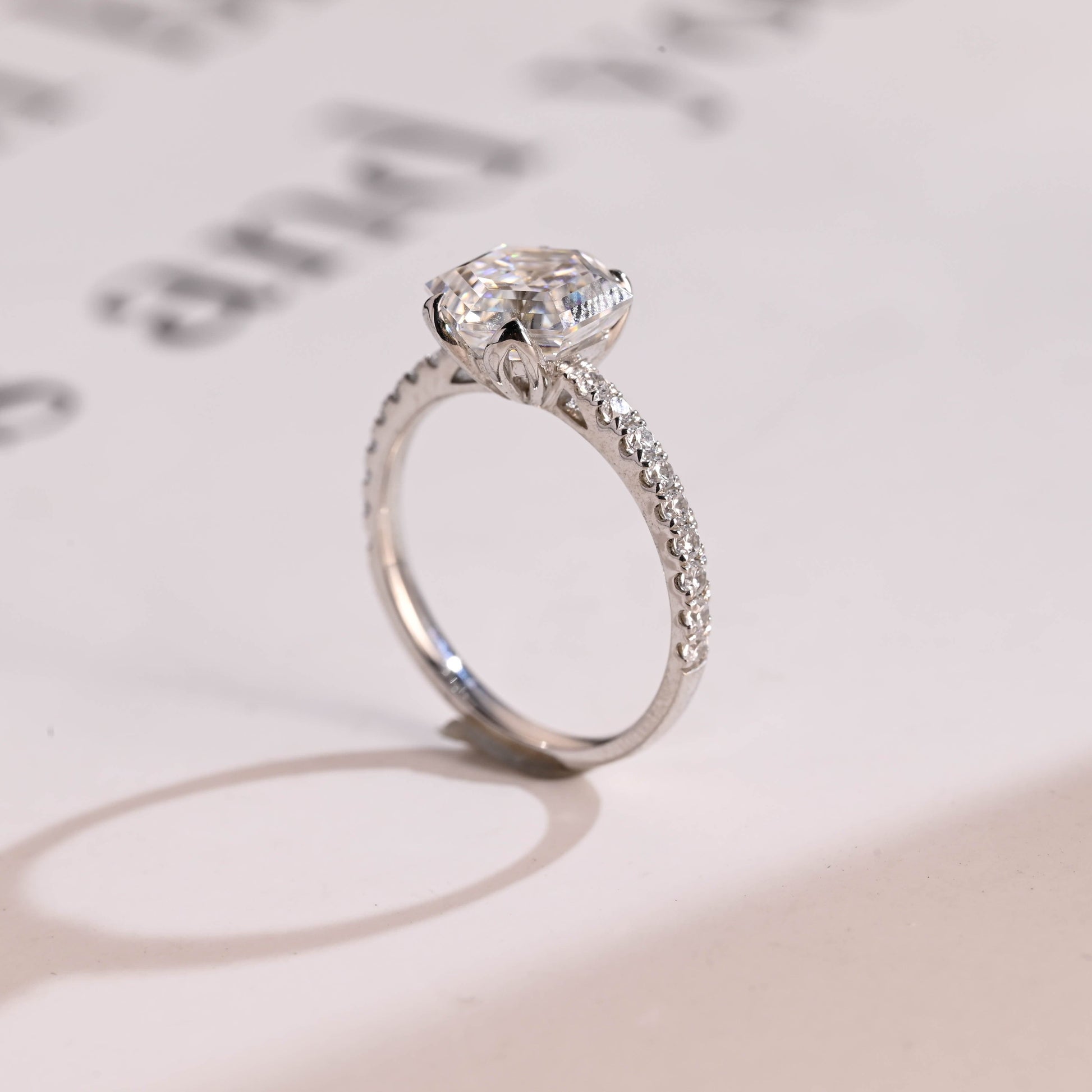 SquareJewelry hexagon cut moissanite engagement ring Solid Gold Tulip Hexagon Cut Moissanite Engagement Ring