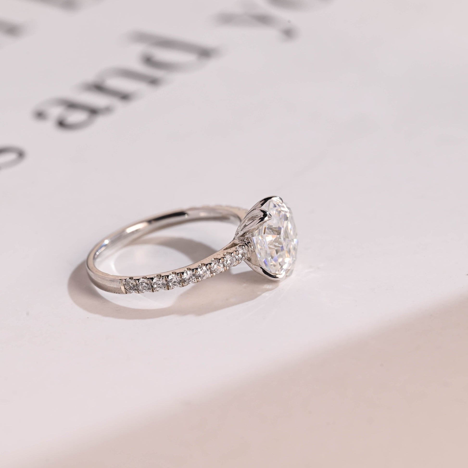 SquareJewelry hexagon cut moissanite engagement ring Solid Gold Tulip Hexagon Cut Moissanite Engagement Ring