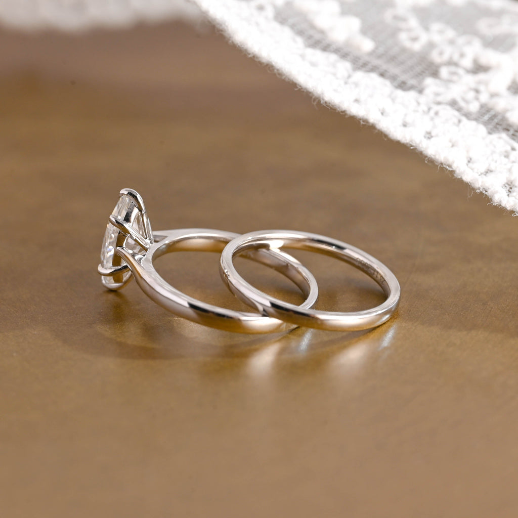 SquareJewelry Marquise Cut Bridal Set Solid Gold Marquise Cut Moissanite Wedding Ring Set