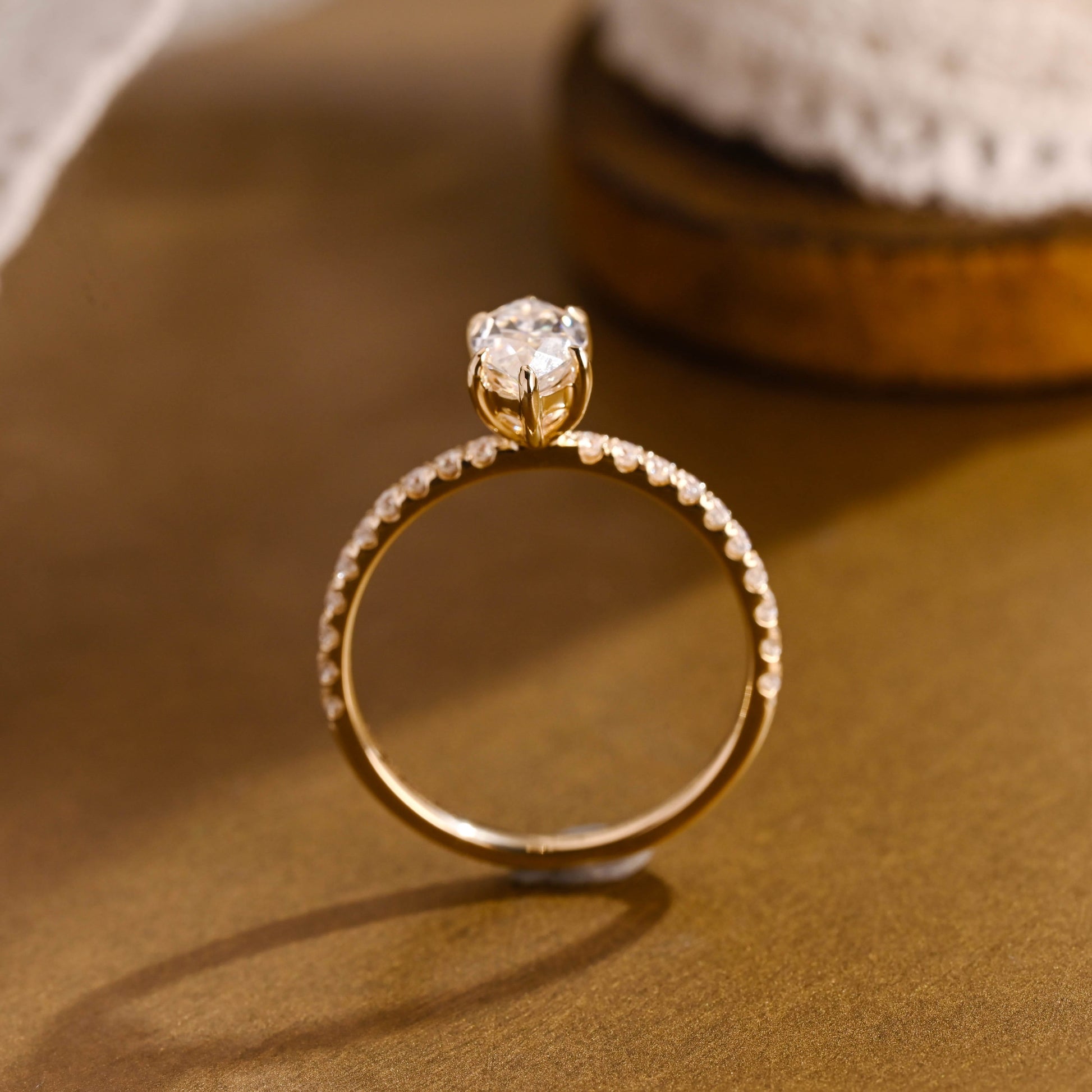 SquareJewelry marquise cut moissanite engagement ring Solid Gold Crushed Ice Marquise Cut Moissanite Engagement Ring