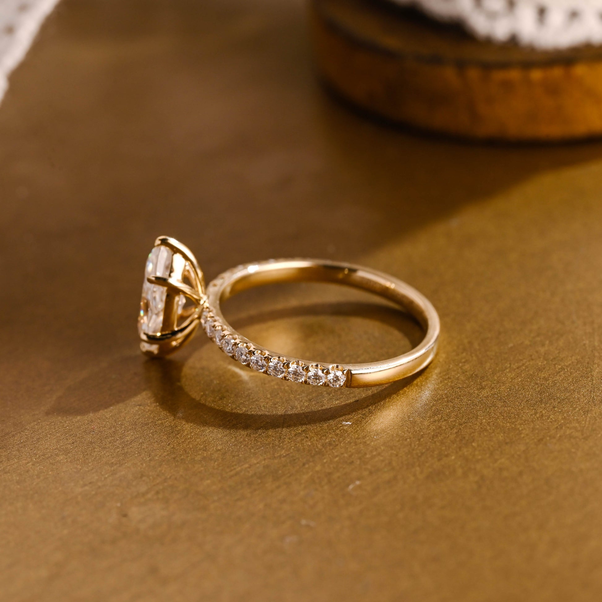 SquareJewelry marquise cut moissanite engagement ring Solid Gold Crushed Ice Marquise Cut Moissanite Engagement Ring