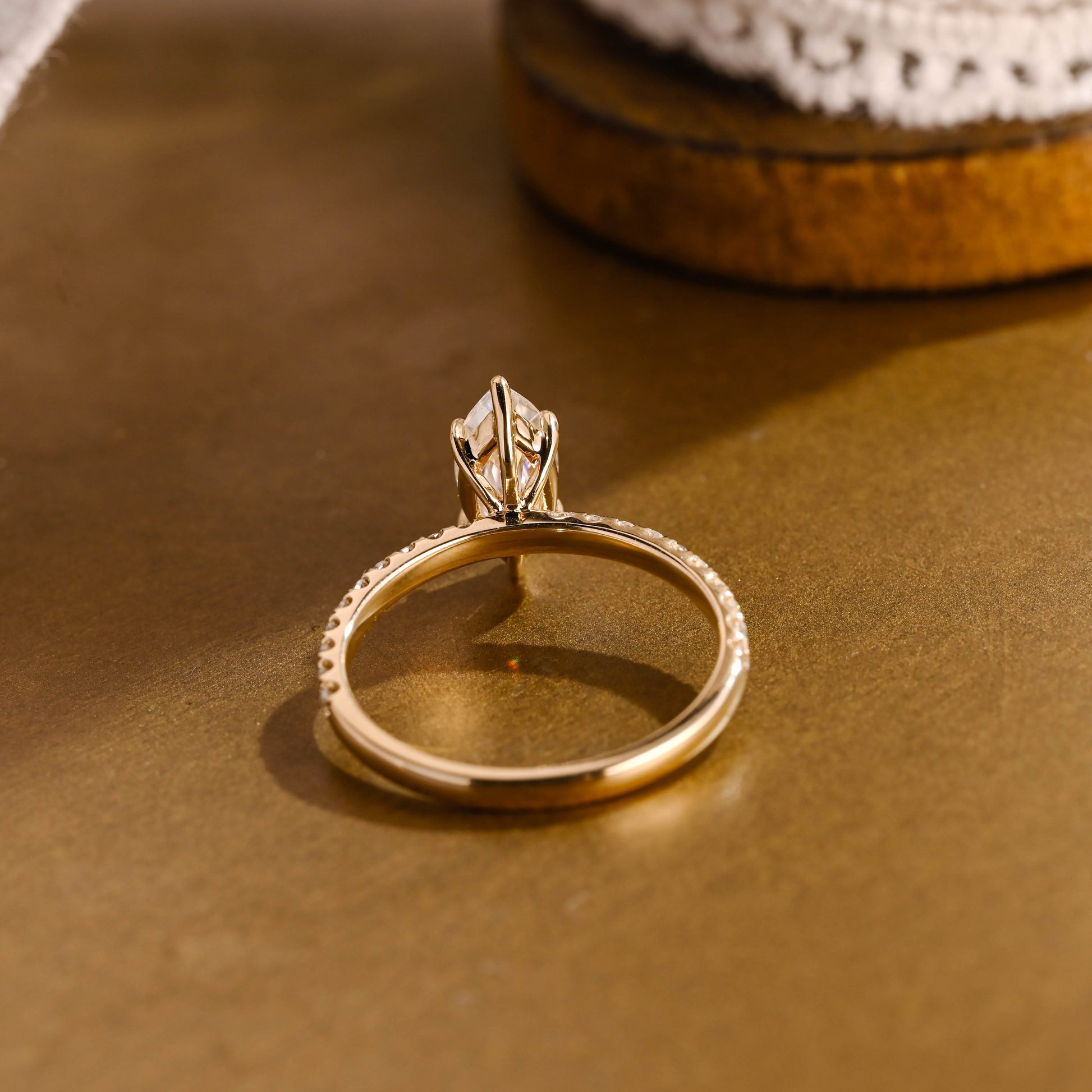 SquareJewelry marquise cut moissanite engagement ring Solid Gold Crushed Ice Marquise Cut Moissanite Engagement Ring