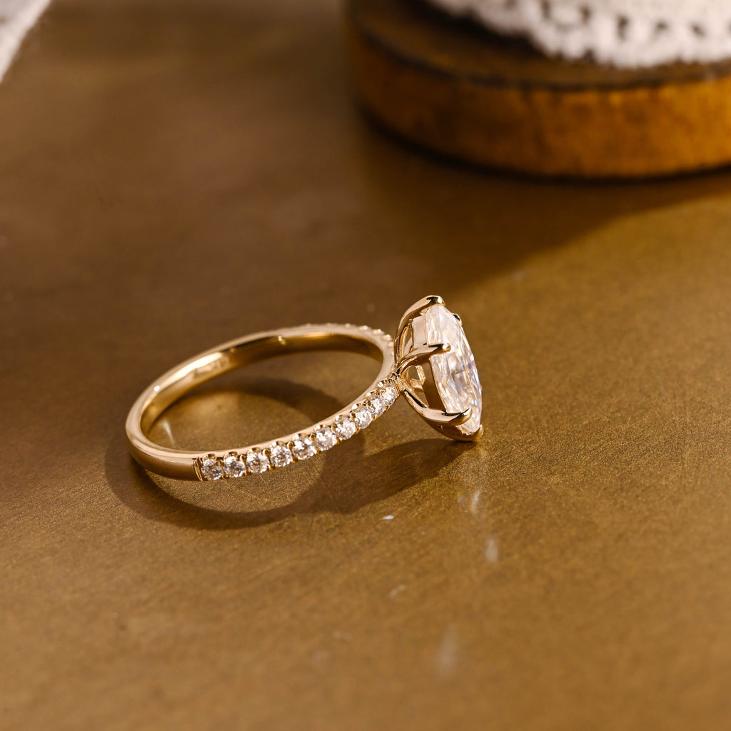 SquareJewelry marquise cut moissanite engagement ring Solid Gold Crushed Ice Marquise Cut Moissanite Engagement Ring