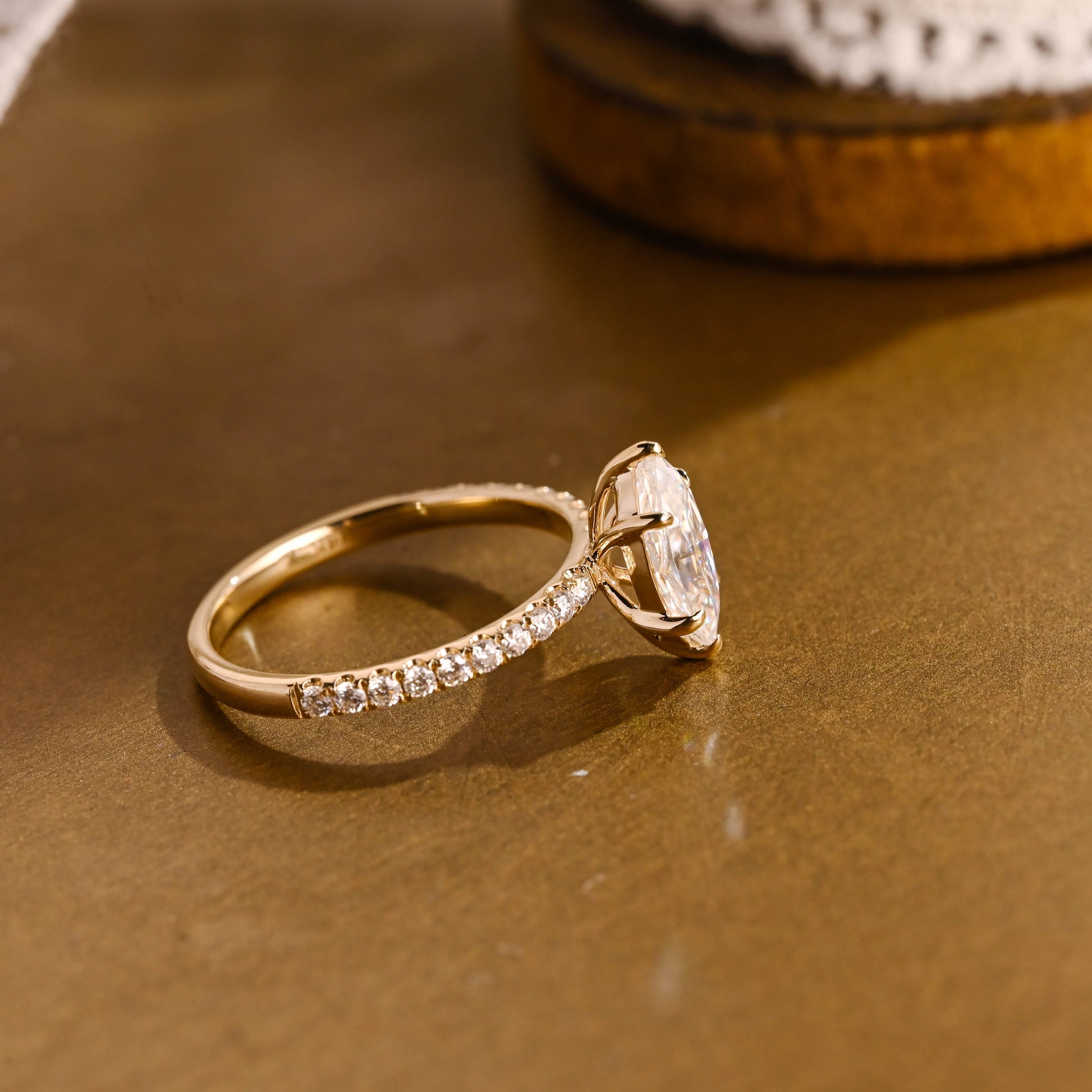 SquareJewelry marquise cut moissanite engagement ring Solid Gold Crushed Ice Marquise Cut Moissanite Engagement Ring