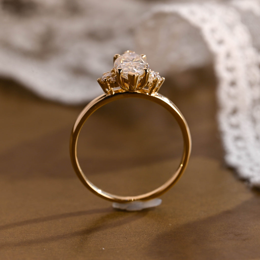 SquareJewelry marquise cut moissanite engagement ring Solid Gold Marquise Cut Moissanite Engagement Ring