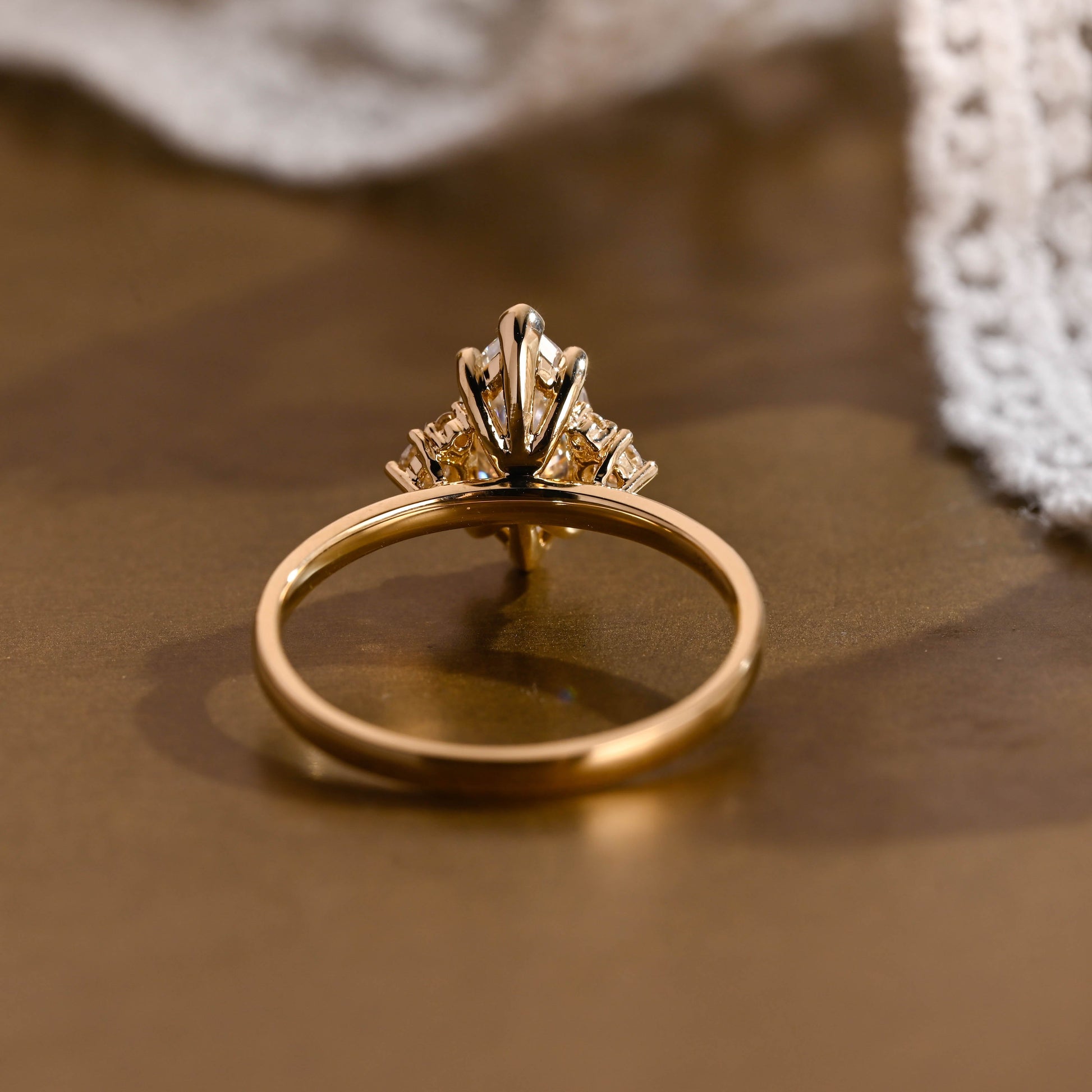 SquareJewelry marquise cut moissanite engagement ring Solid Gold Marquise Cut Moissanite Engagement Ring