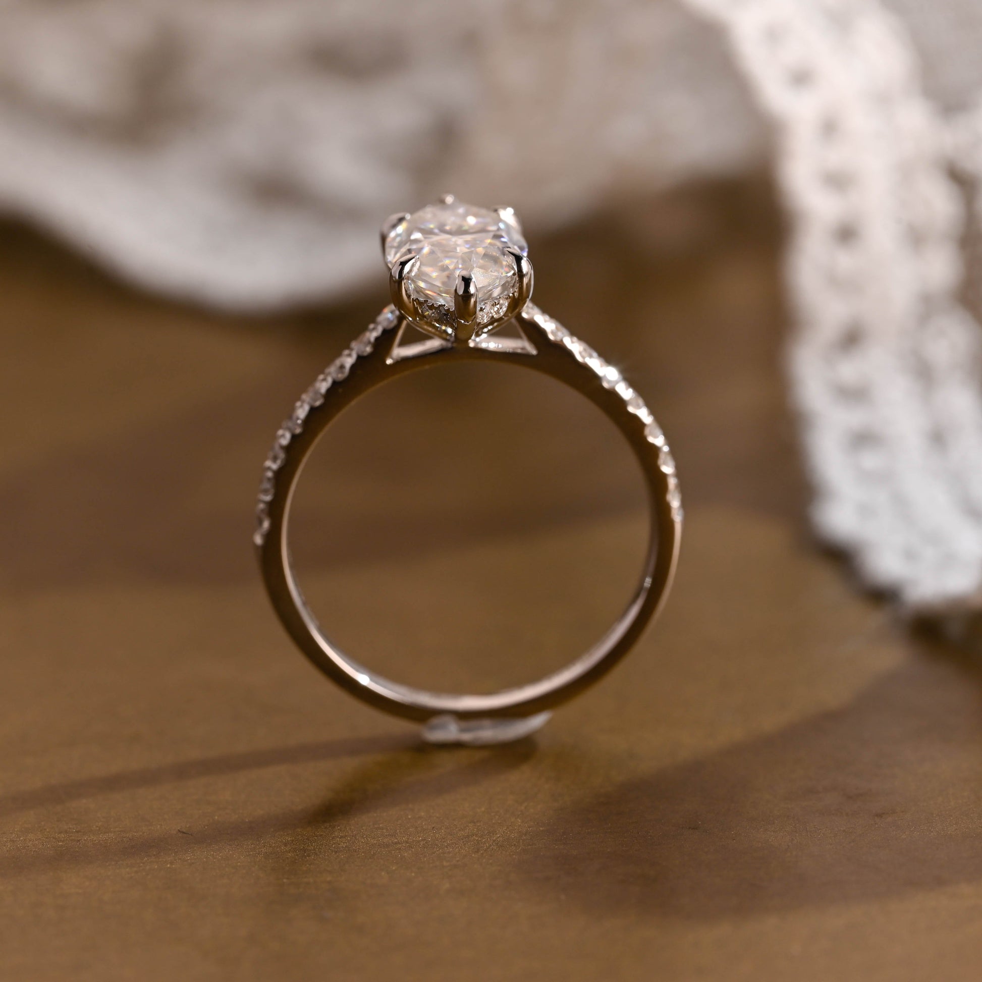 SquareJewelry marquise cut moissanite engagement ring Solid Gold Marquise Cut Moissanite Engagement Ring