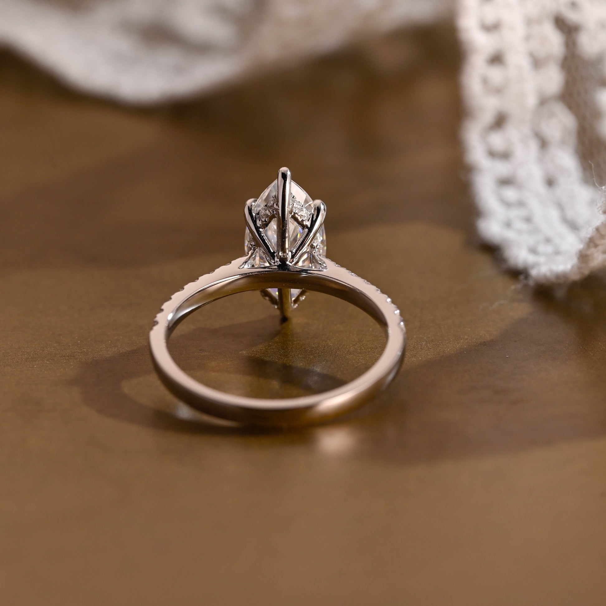 SquareJewelry marquise cut moissanite engagement ring Solid Gold Marquise Cut Moissanite Engagement Ring