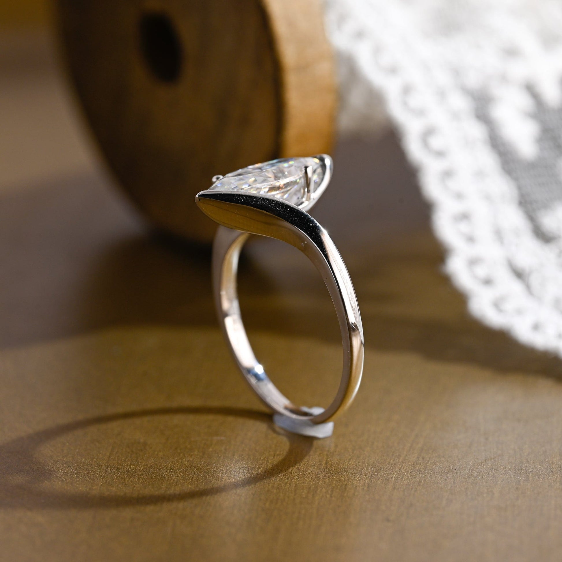SquareJewelry marquise cut moissanite engagement ring Solid Gold Marquise Cut Moissanite Engagement Ring