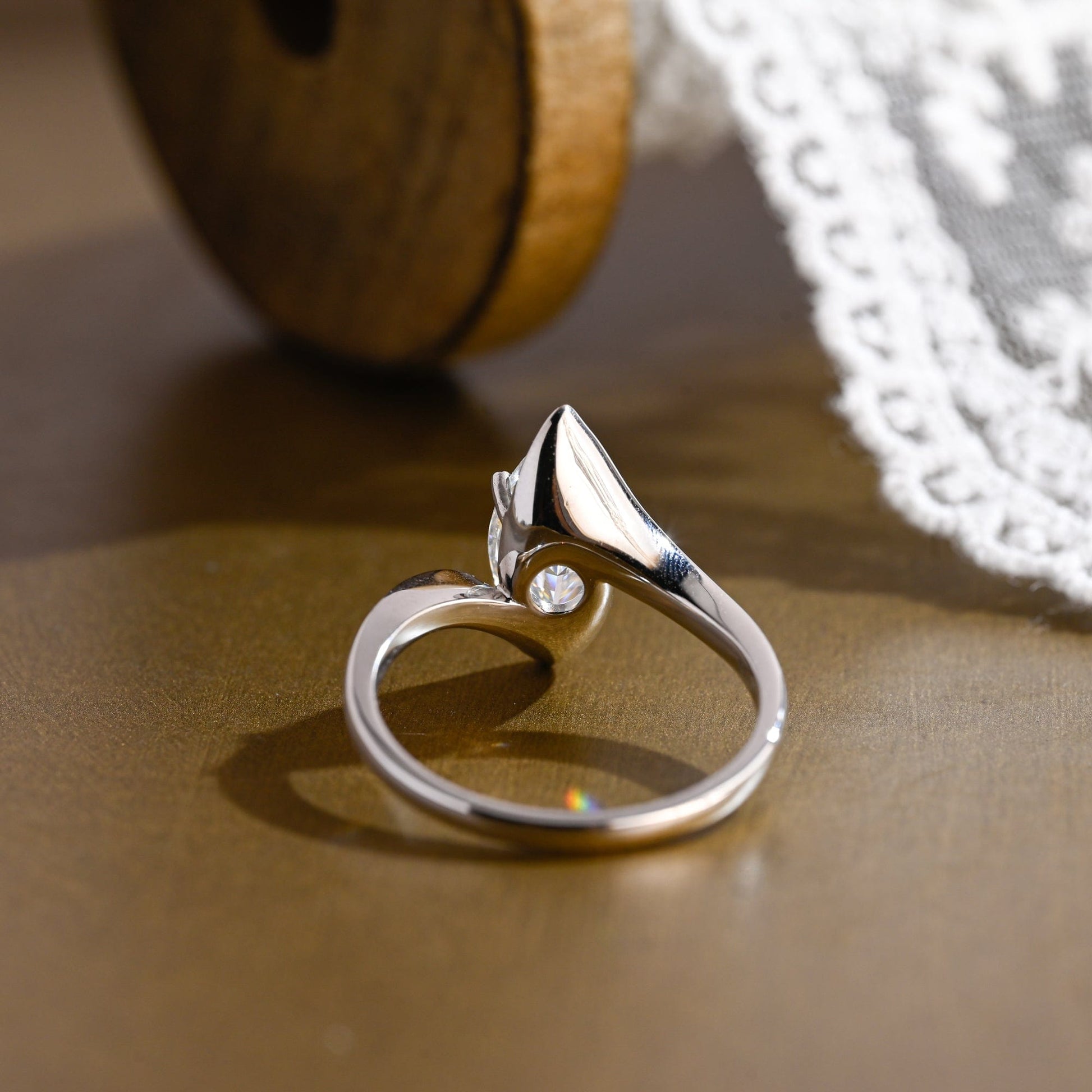 SquareJewelry marquise cut moissanite engagement ring Solid Gold Marquise Cut Moissanite Engagement Ring