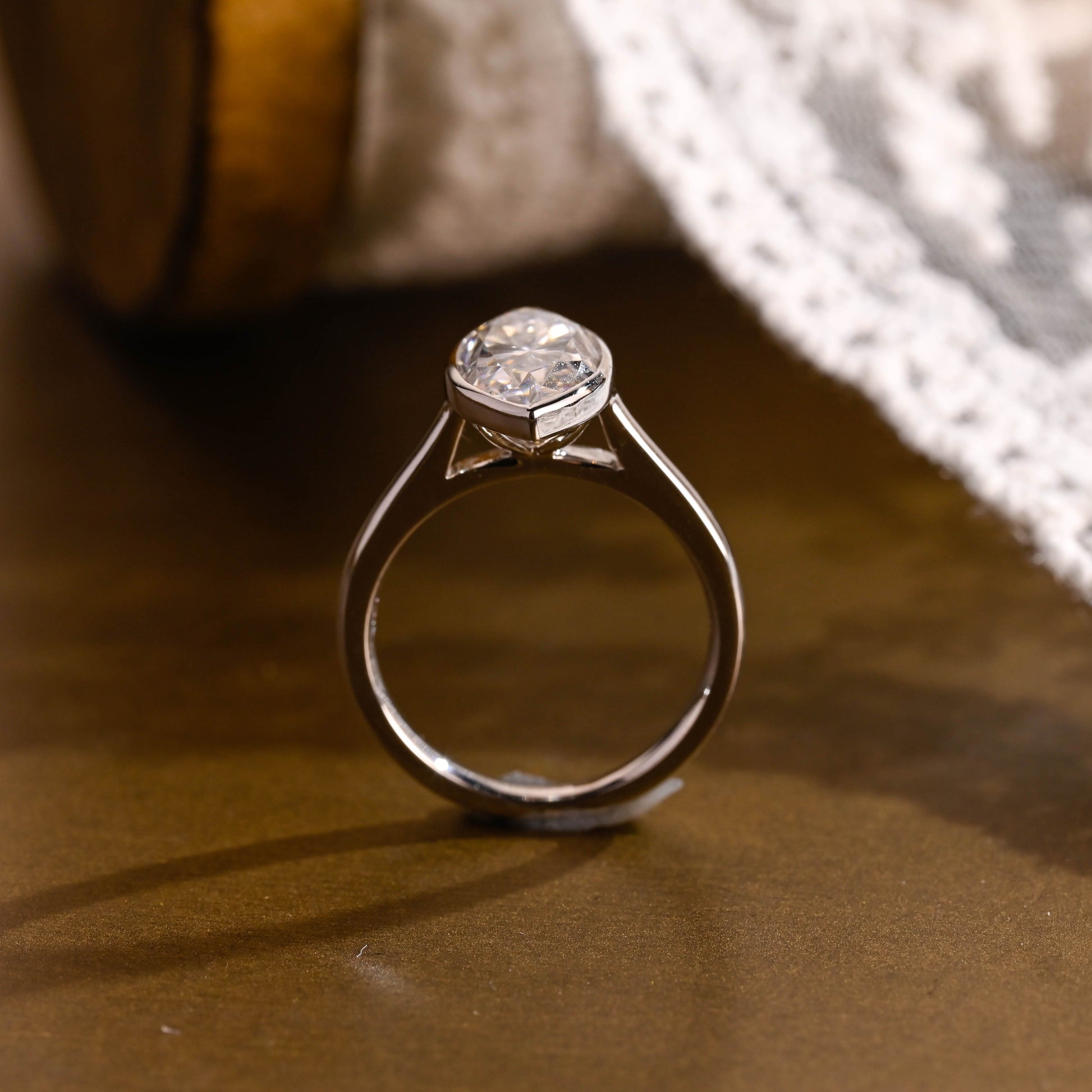 SquareJewelry marquise cut moissanite engagement ring Solid Gold Marquise Cut Moissanite Engagement Ring
