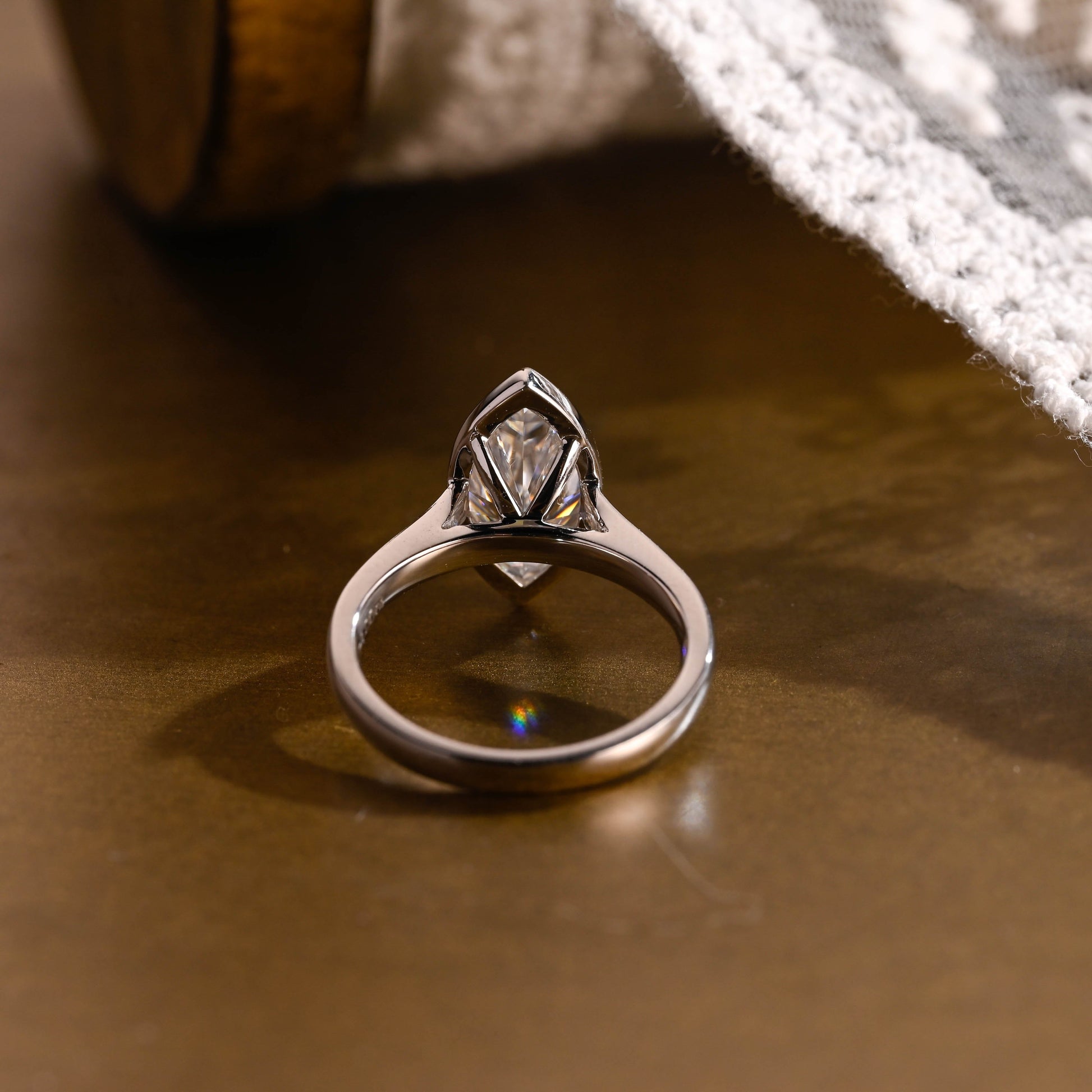 SquareJewelry marquise cut moissanite engagement ring Solid Gold Marquise Cut Moissanite Engagement Ring
