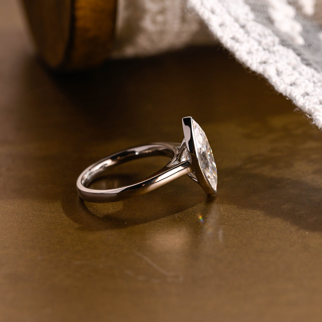 SquareJewelry marquise cut moissanite engagement ring Solid Gold Marquise Cut Moissanite Engagement Ring