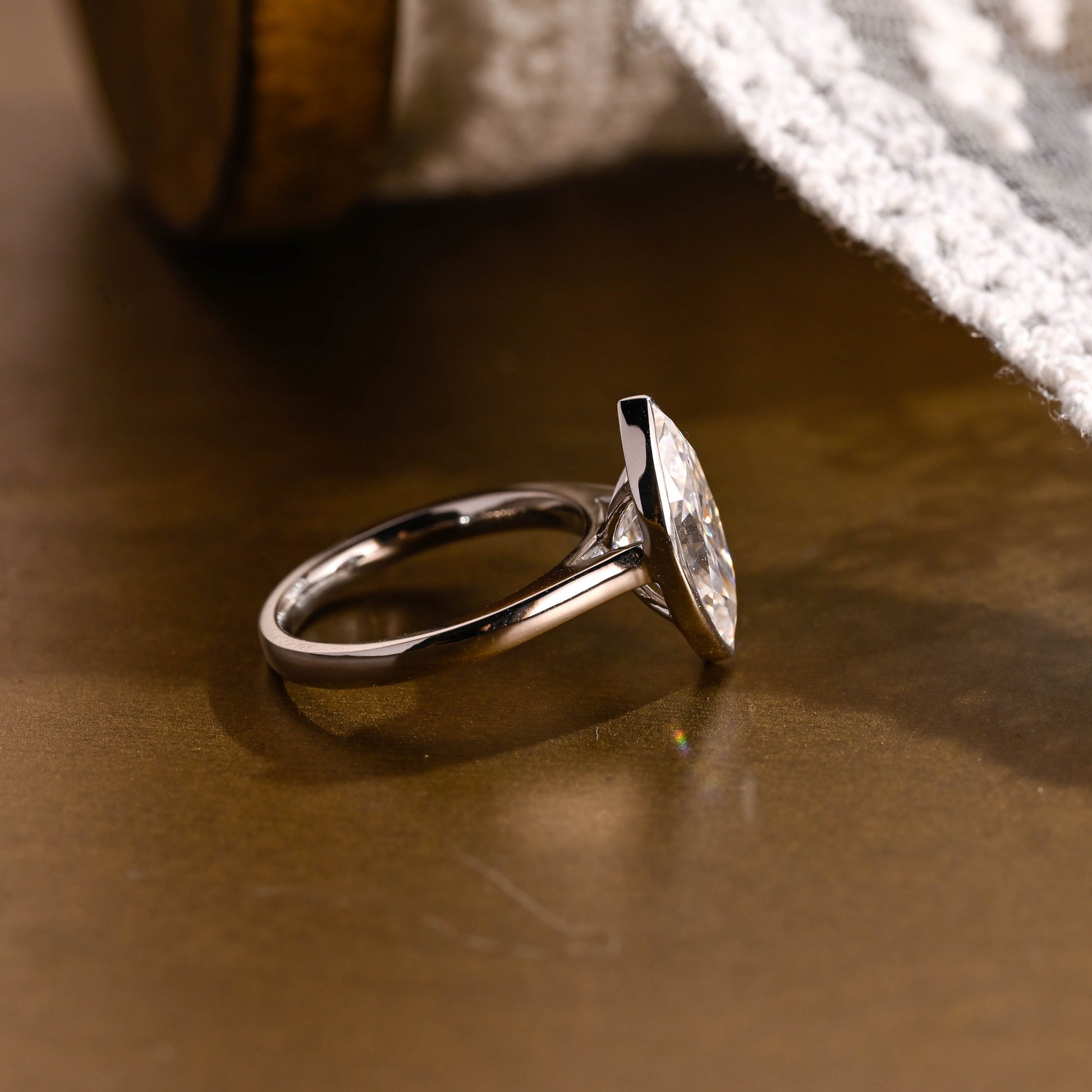 SquareJewelry marquise cut moissanite engagement ring Solid Gold Marquise Cut Moissanite Engagement Ring
