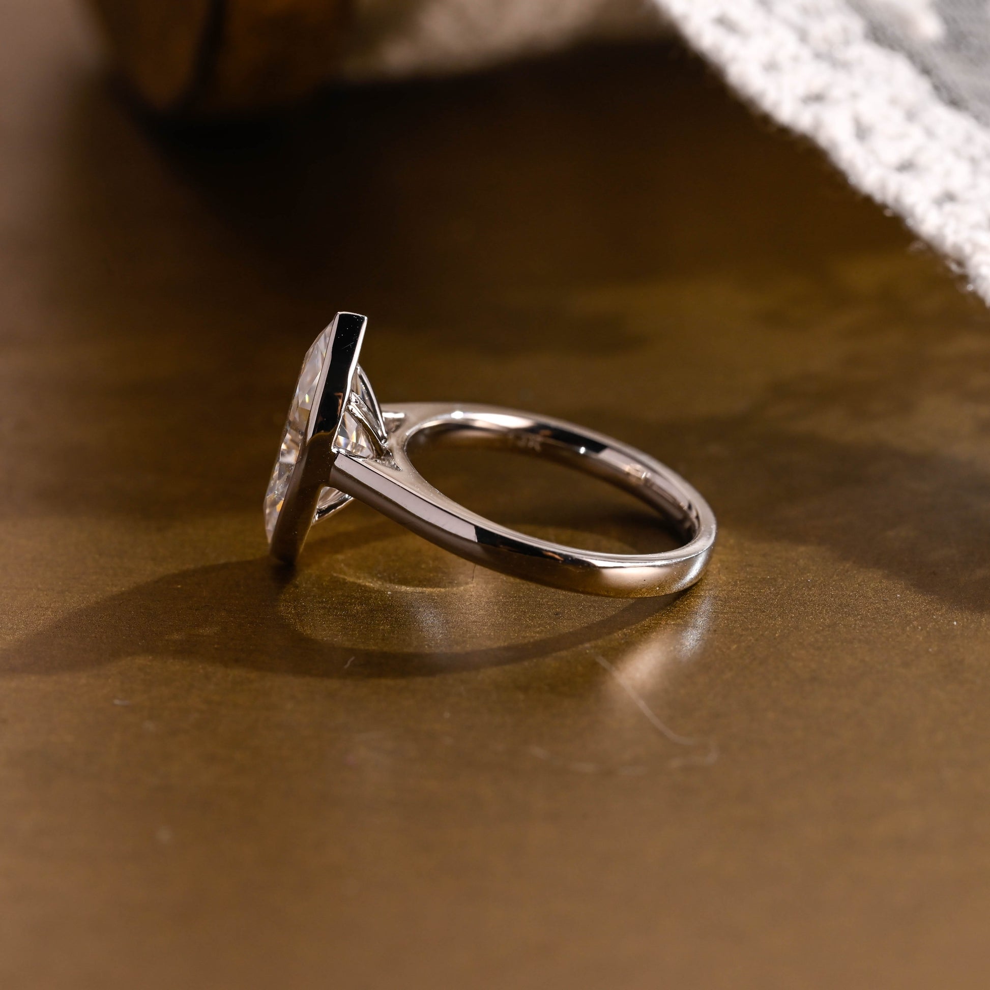 SquareJewelry marquise cut moissanite engagement ring Solid Gold Marquise Cut Moissanite Engagement Ring