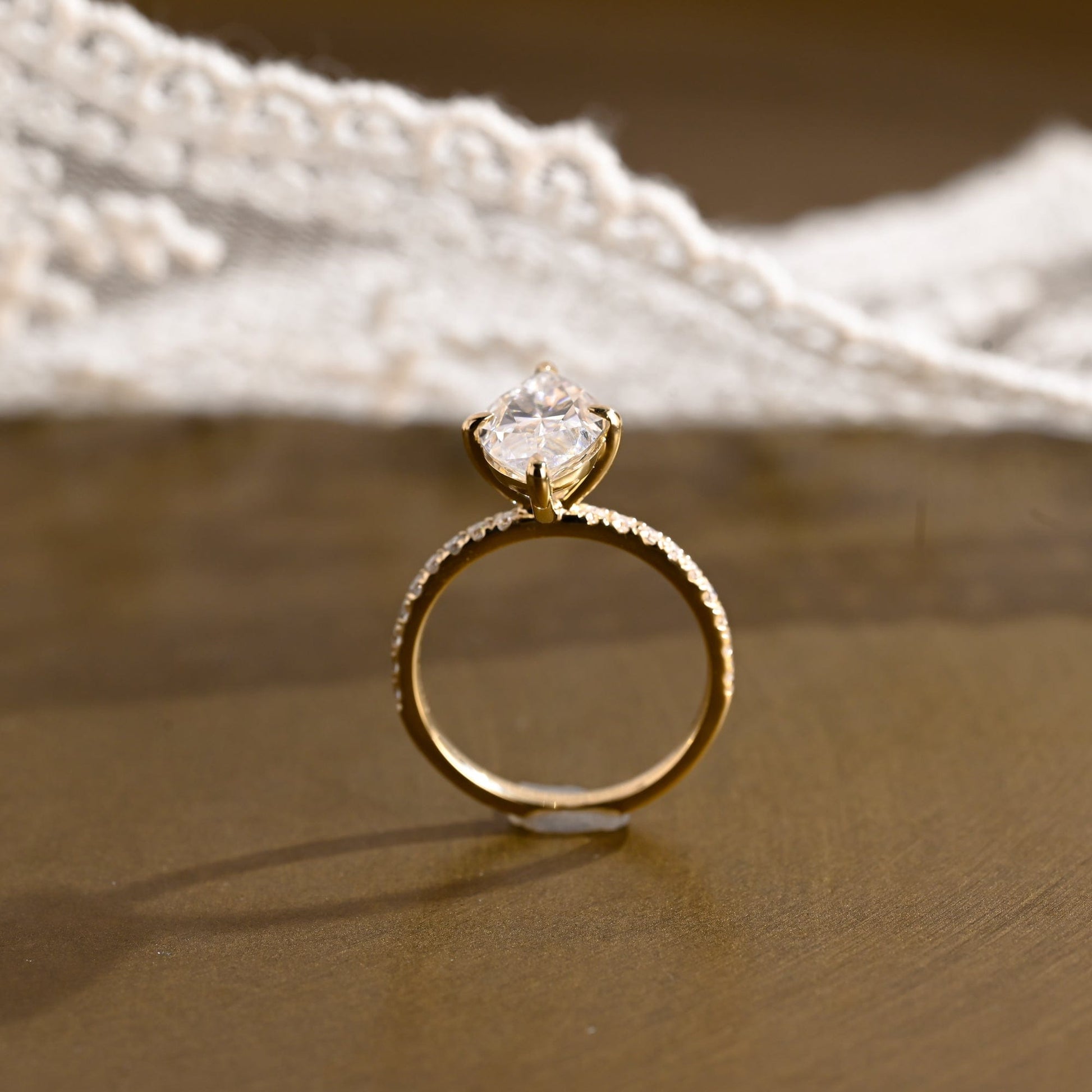 SquareJewelry marquise cut moissanite engagement ring Solid Gold Marquise Cut Moissanite Engagement Ring