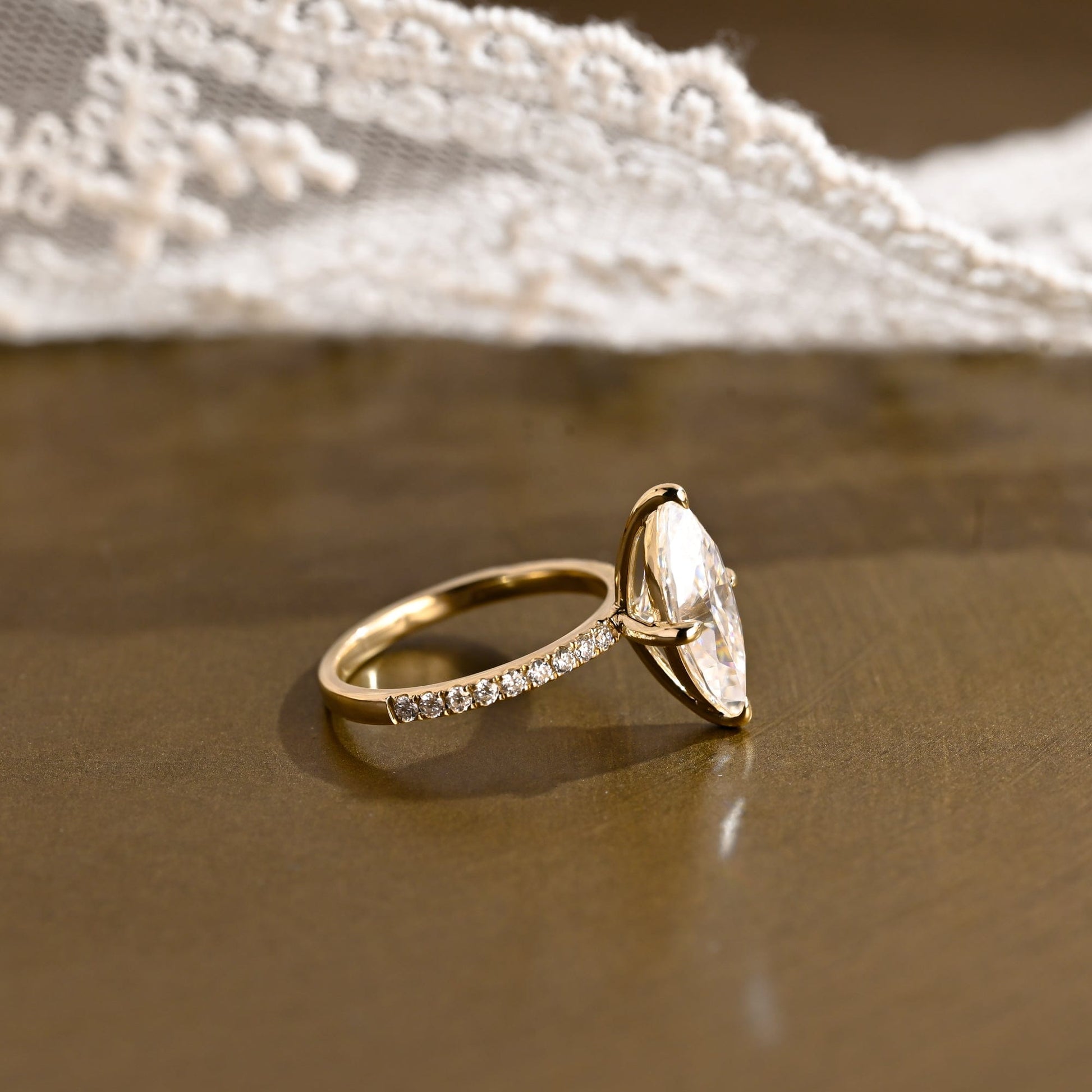 SquareJewelry marquise cut moissanite engagement ring Solid Gold Marquise Cut Moissanite Engagement Ring