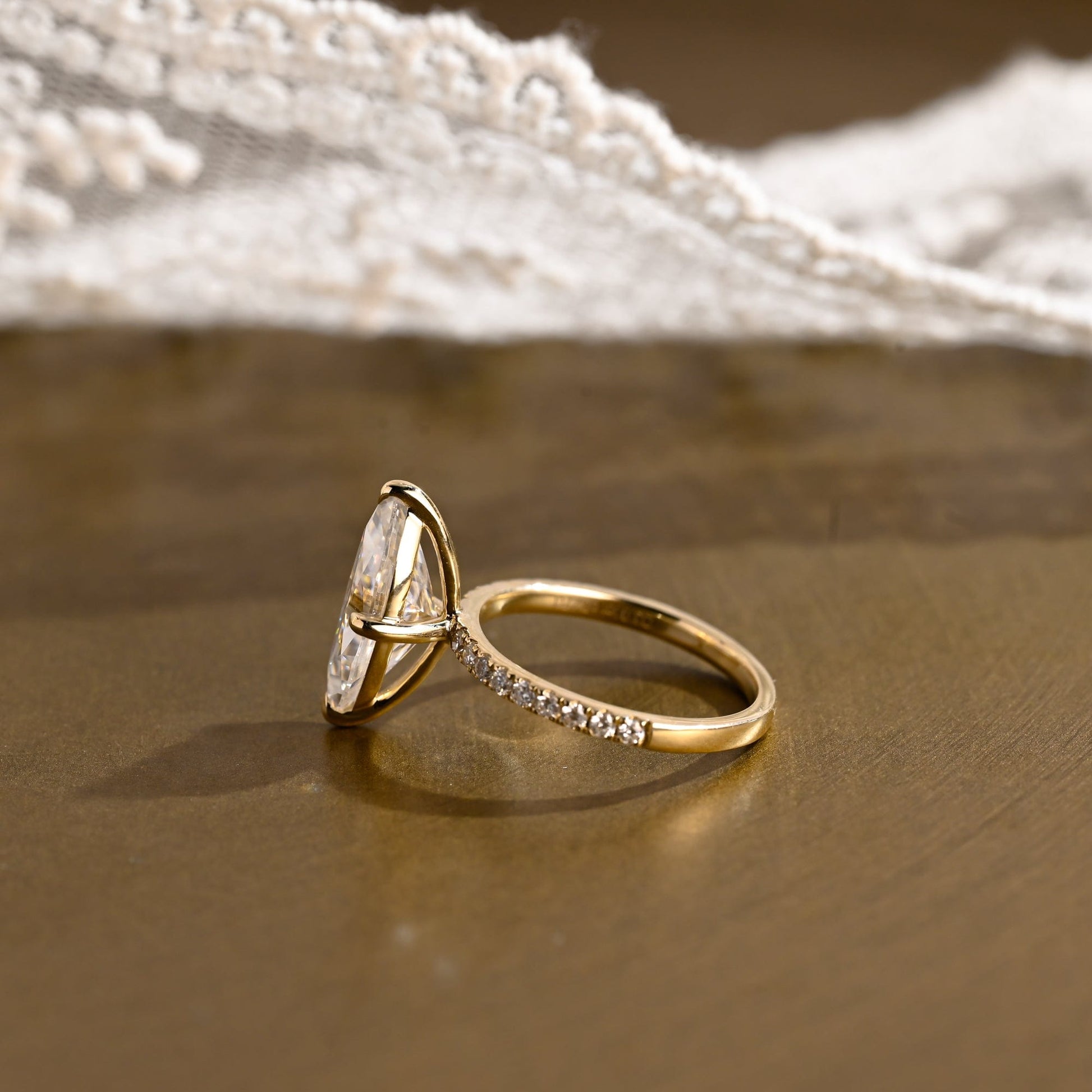 SquareJewelry marquise cut moissanite engagement ring Solid Gold Marquise Cut Moissanite Engagement Ring