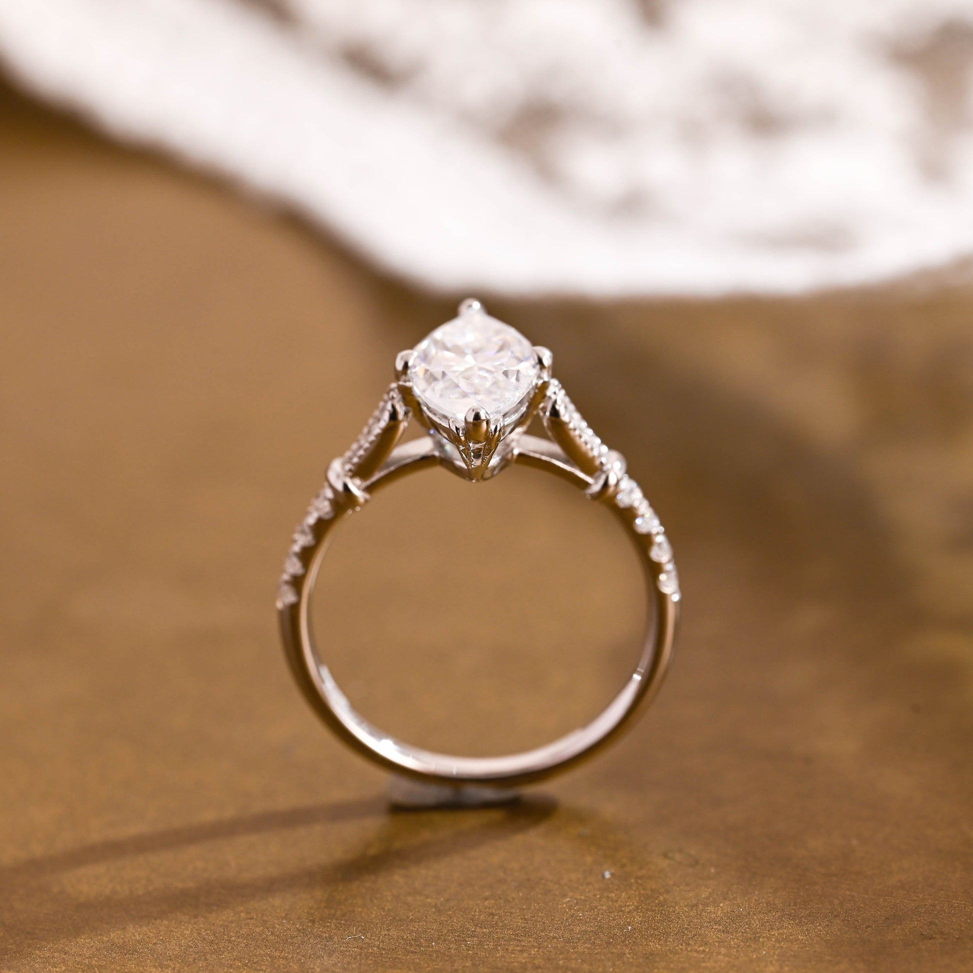 SquareJewelry marquise cut moissanite engagement ring Solid Gold Marquise Cut Moissanite Engagement Ring