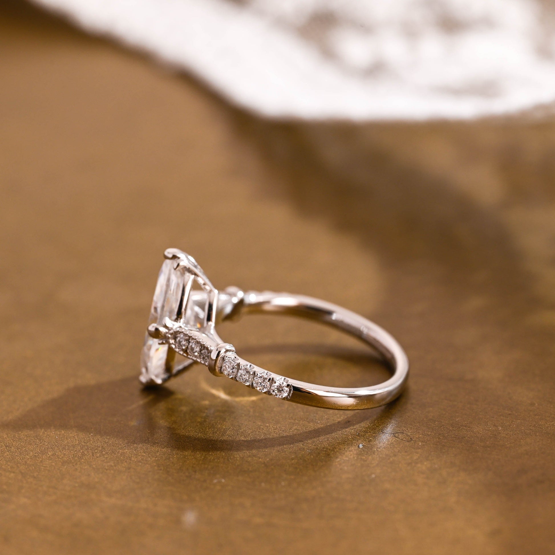 SquareJewelry marquise cut moissanite engagement ring Solid Gold Marquise Cut Moissanite Engagement Ring