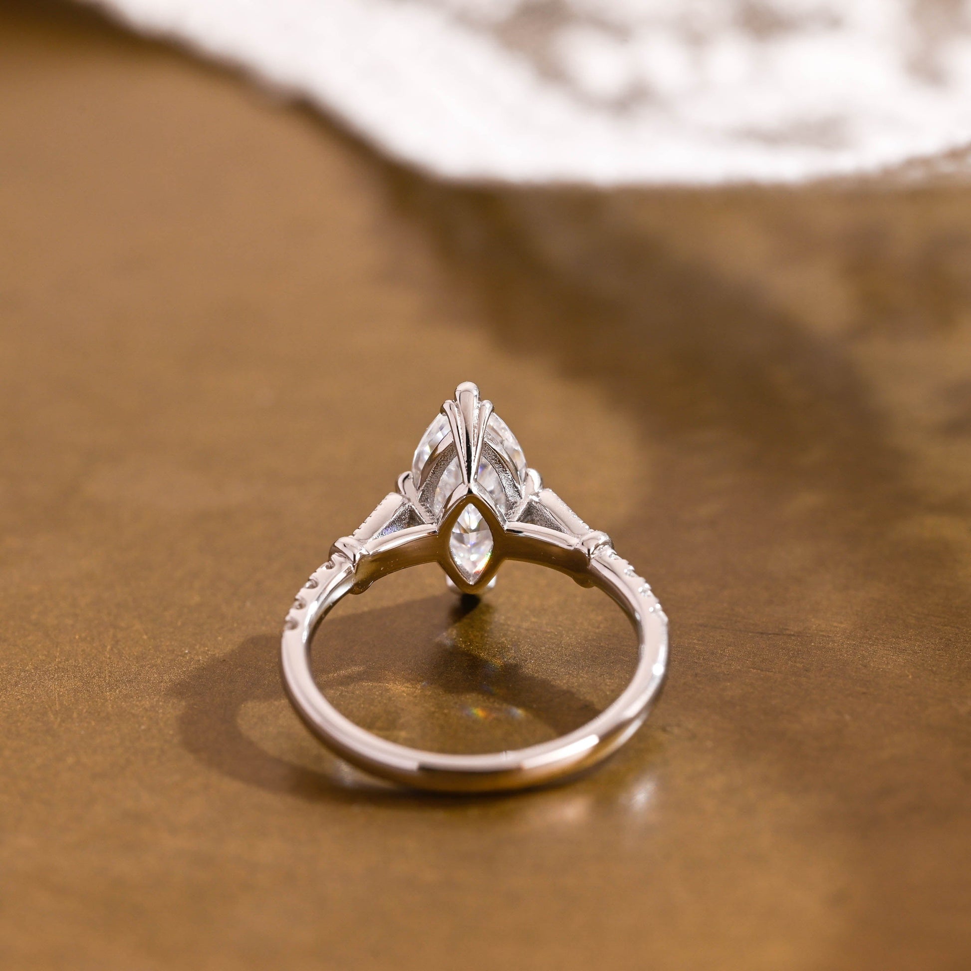 SquareJewelry marquise cut moissanite engagement ring Solid Gold Marquise Cut Moissanite Engagement Ring