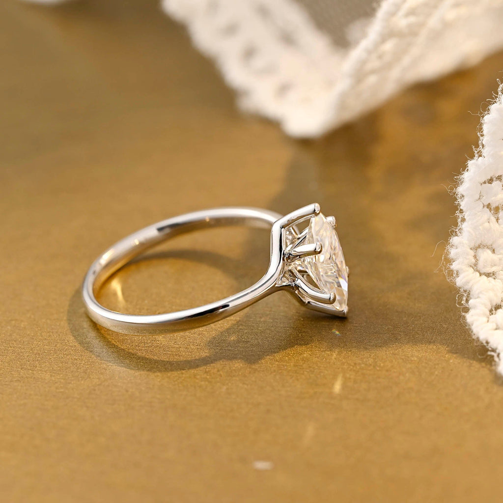 SquareJewelry marquise cut moissanite engagement ring Solid Gold Marquise Cut Moissanite Engagement Ring