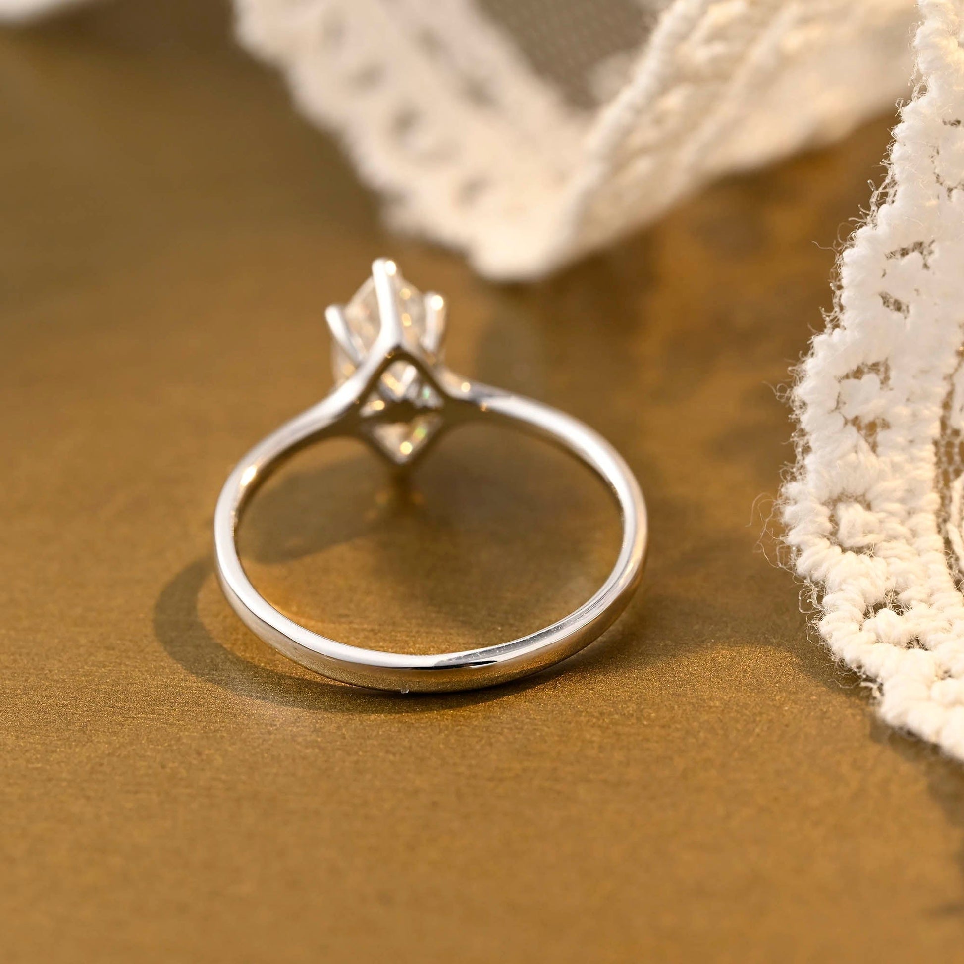 SquareJewelry marquise cut moissanite engagement ring Solid Gold Marquise Cut Moissanite Engagement Ring