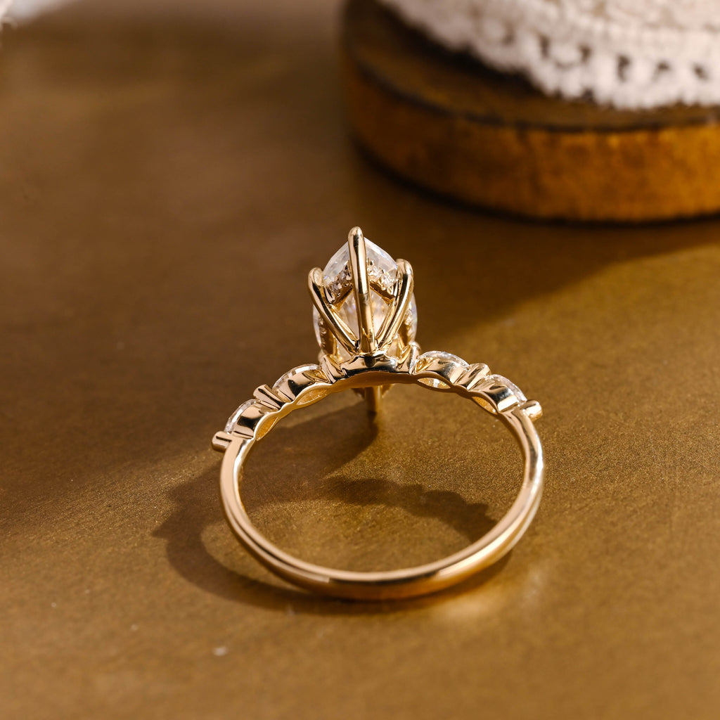 SquareJewelry marquise cut moissanite engagement ring Solid Gold Marquise Cut Moissanite Engagement Ring