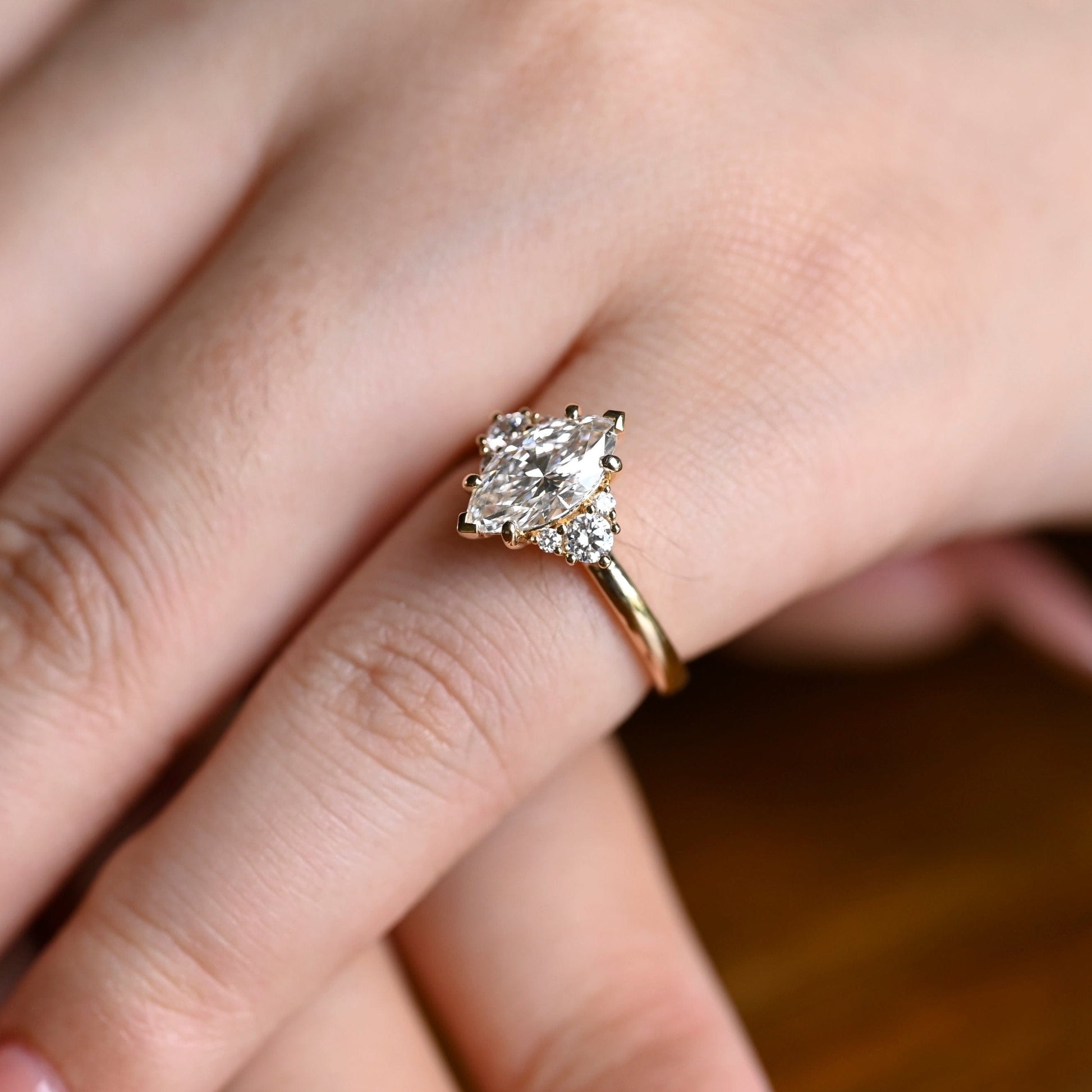 SquareJewelry marquise cut moissanite engagement ring Solid Gold Marquise Cut Moissanite Engagement Ring