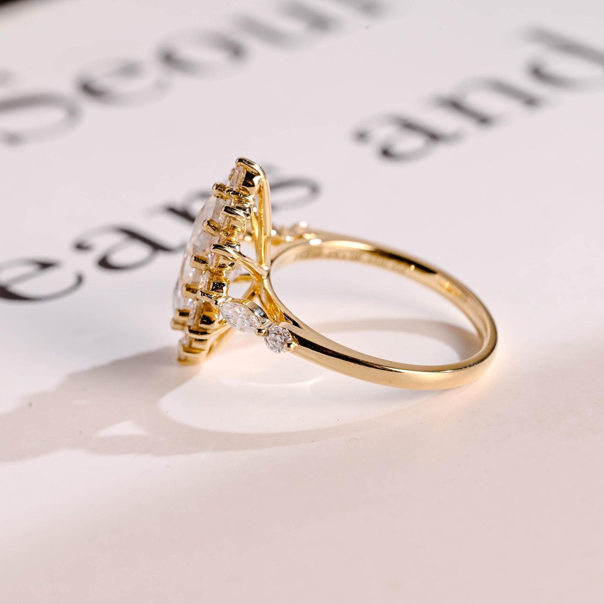 SquareJewelry marquise cut moissanite engagement ring Solid Gold Marquise Cut Moissanite Engagement Ring