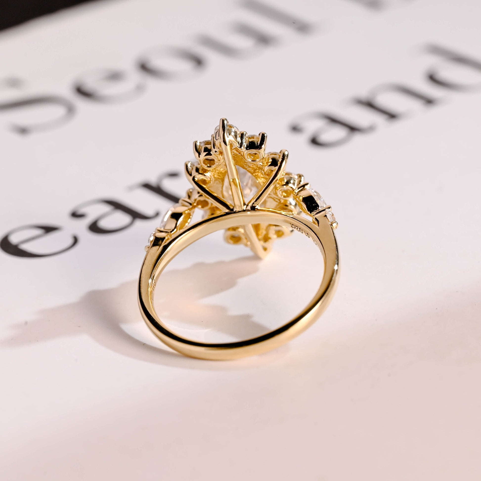 SquareJewelry marquise cut moissanite engagement ring Solid Gold Marquise Cut Moissanite Engagement Ring