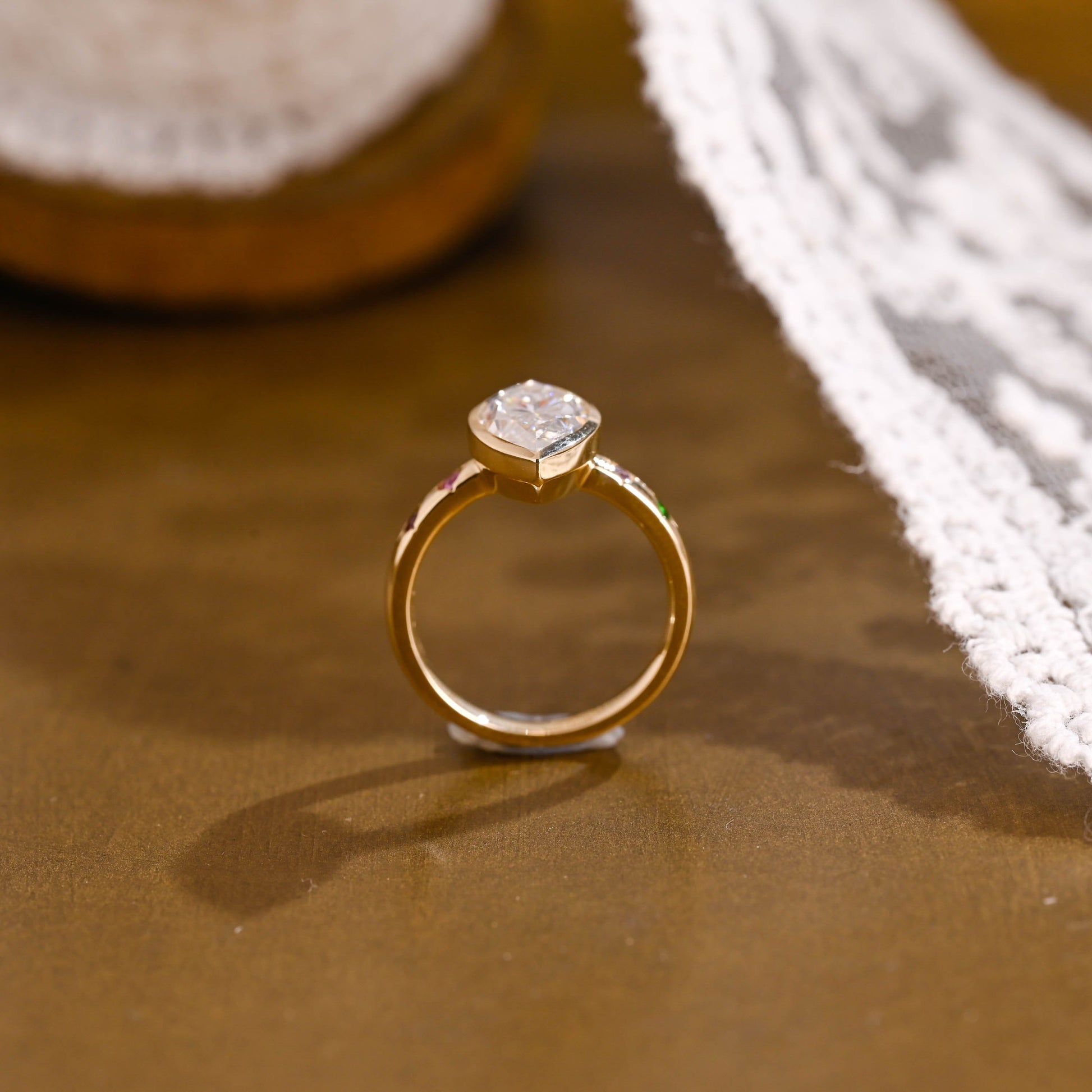 SquareJewelry marquise cut moissanite engagement ring Solitaire Bezel Marquise Cut Moissanite Engagement Ring