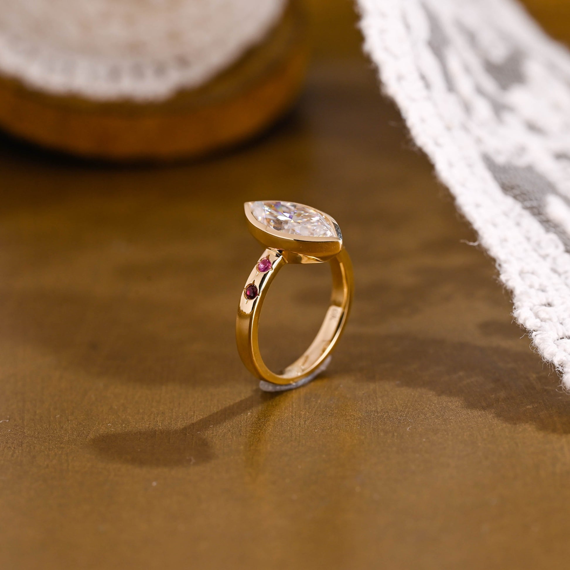 SquareJewelry marquise cut moissanite engagement ring Solitaire Bezel Marquise Cut Moissanite Engagement Ring