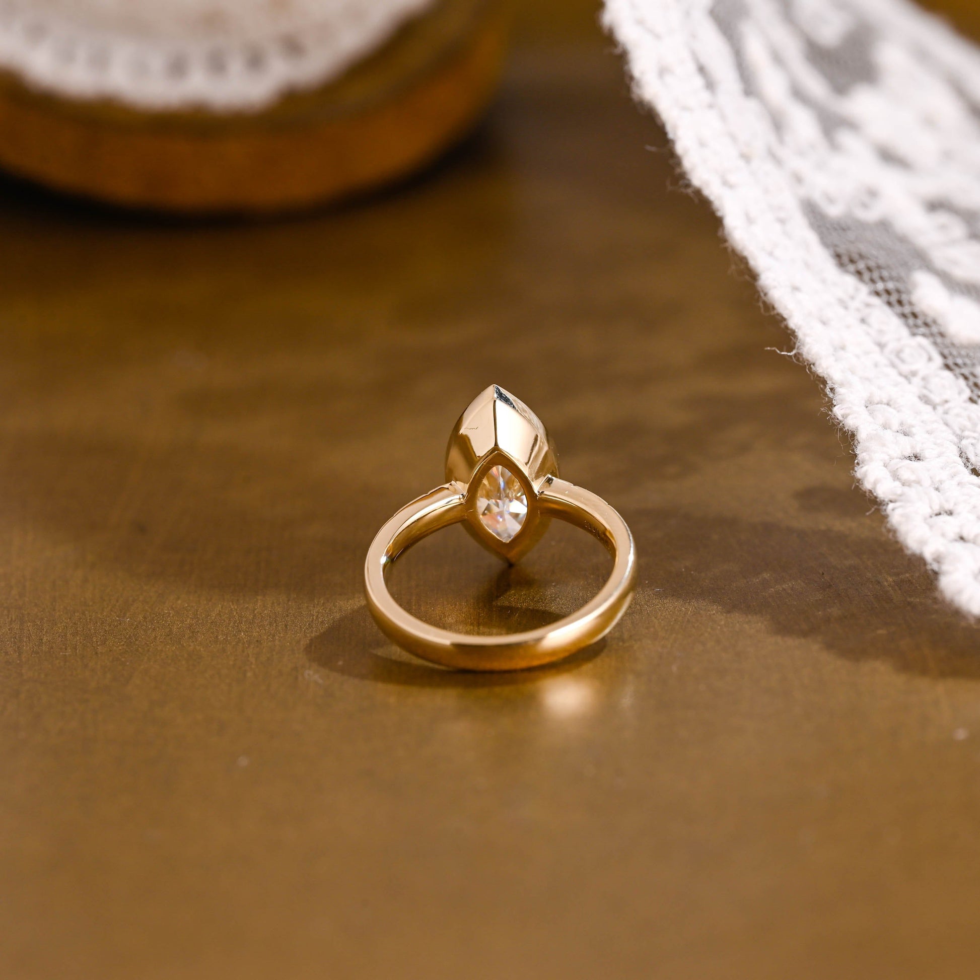 SquareJewelry marquise cut moissanite engagement ring Solitaire Bezel Marquise Cut Moissanite Engagement Ring