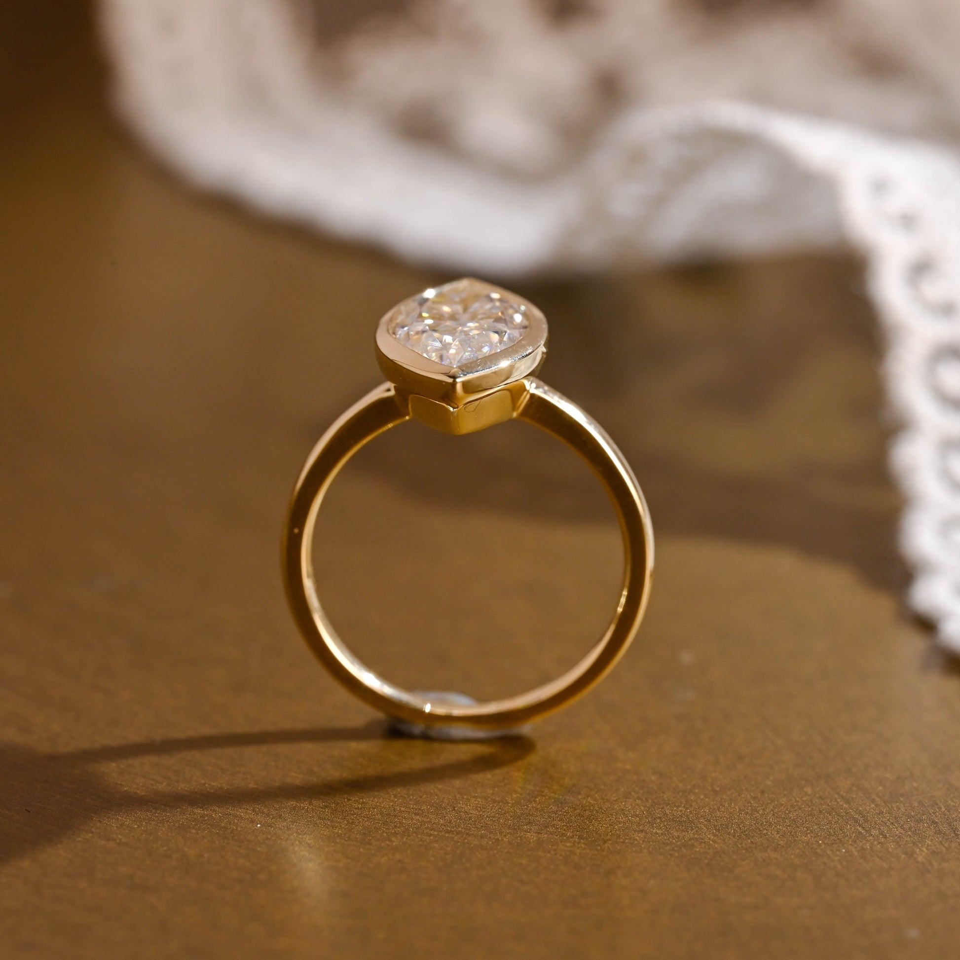 SquareJewelry marquise cut moissanite engagement ring Solitaire Bezel Marquise Cut Moissanite Engagement Ring
