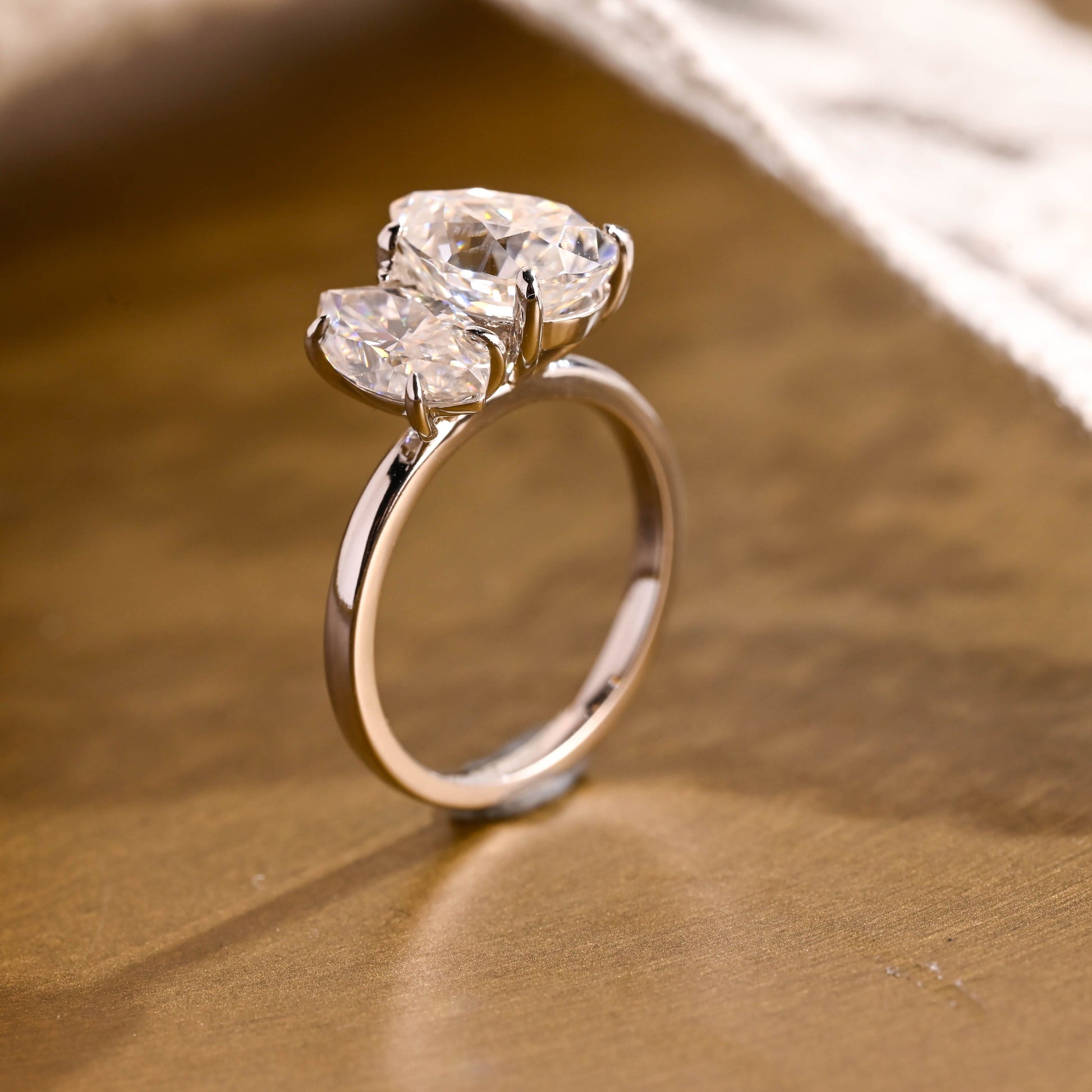 SquareJewelry marquise cut moissanite engagement ring Toi et Moi Marquise & Pear Moissanite Engagement Ring