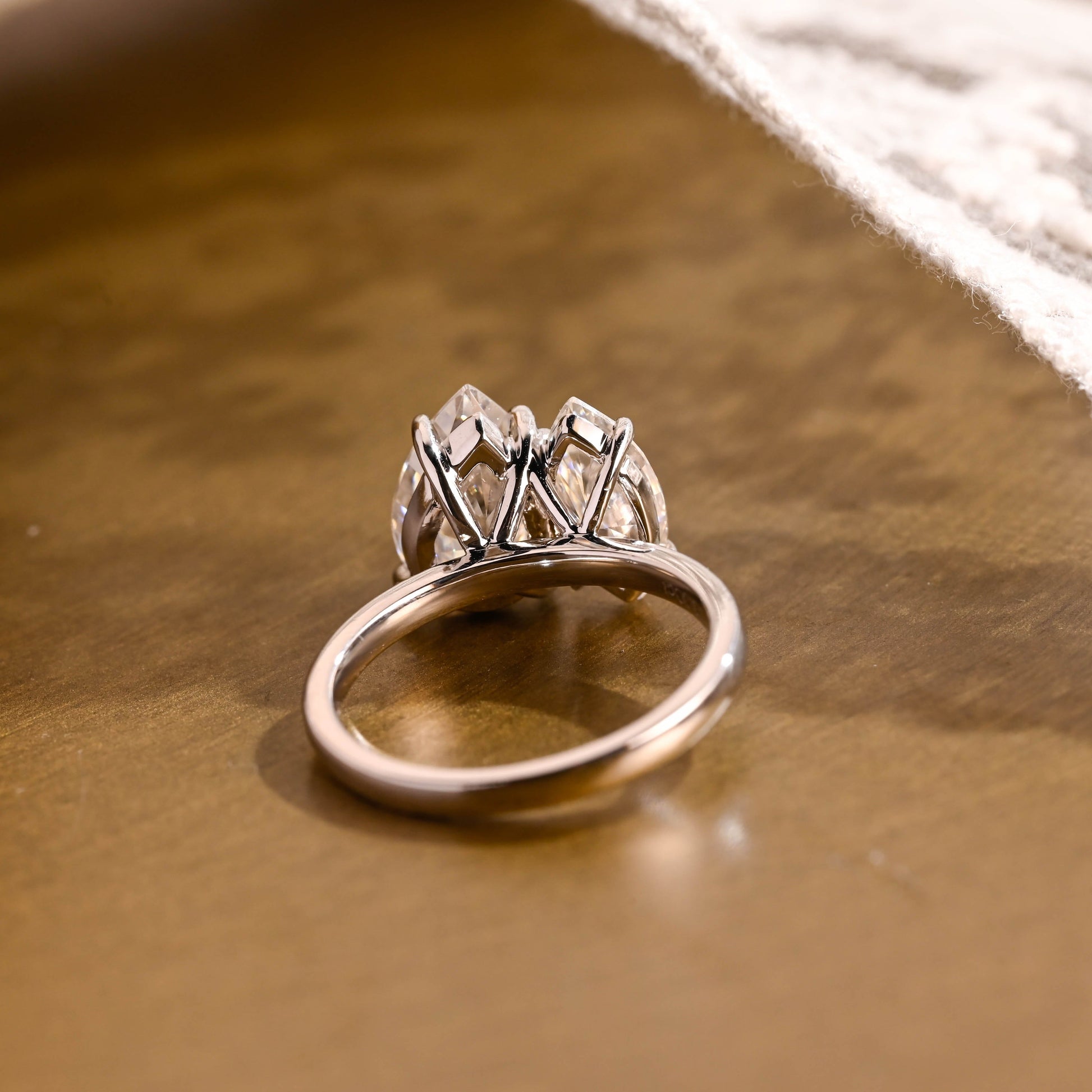 SquareJewelry marquise cut moissanite engagement ring Toi et Moi Marquise & Pear Moissanite Engagement Ring