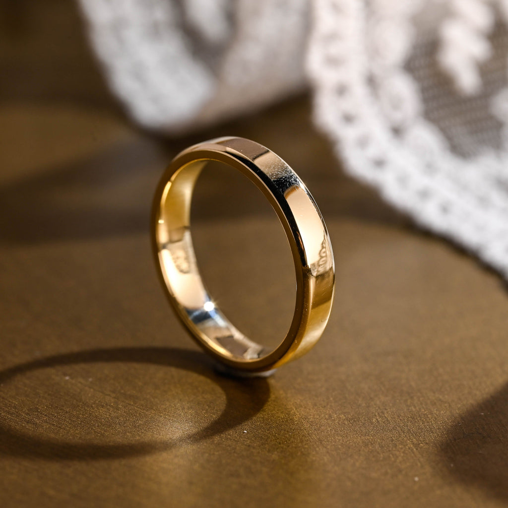 SquareJewelry men's wedding ring Solid Gold 4.0mm Plain Wedding Band