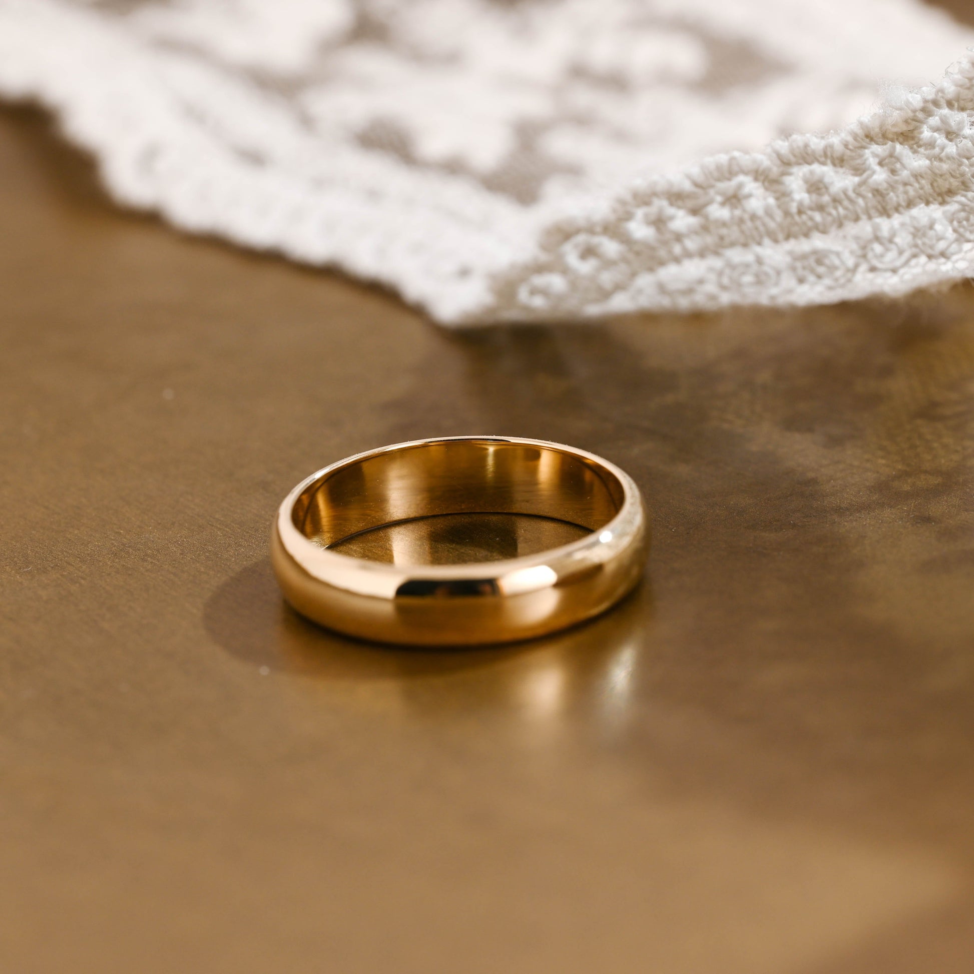 SquareJewelry men's wedding ring Solid Gold 5.0mm Plain Wedding Band Cigar Ring