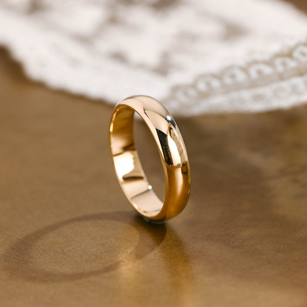 SquareJewelry men's wedding ring Solid Gold 5.0mm Plain Wedding Band Cigar Ring
