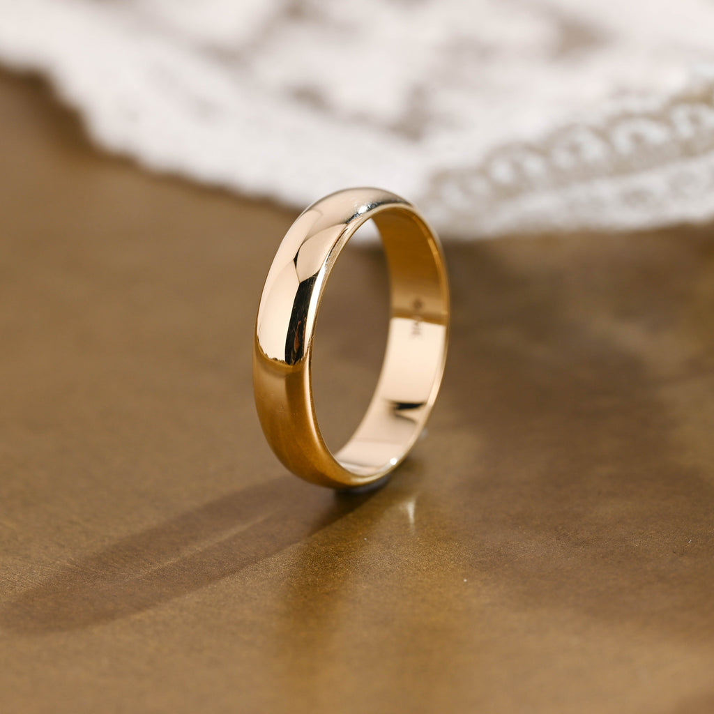 SquareJewelry men's wedding ring Solid Gold 5.0mm Plain Wedding Band Cigar Ring