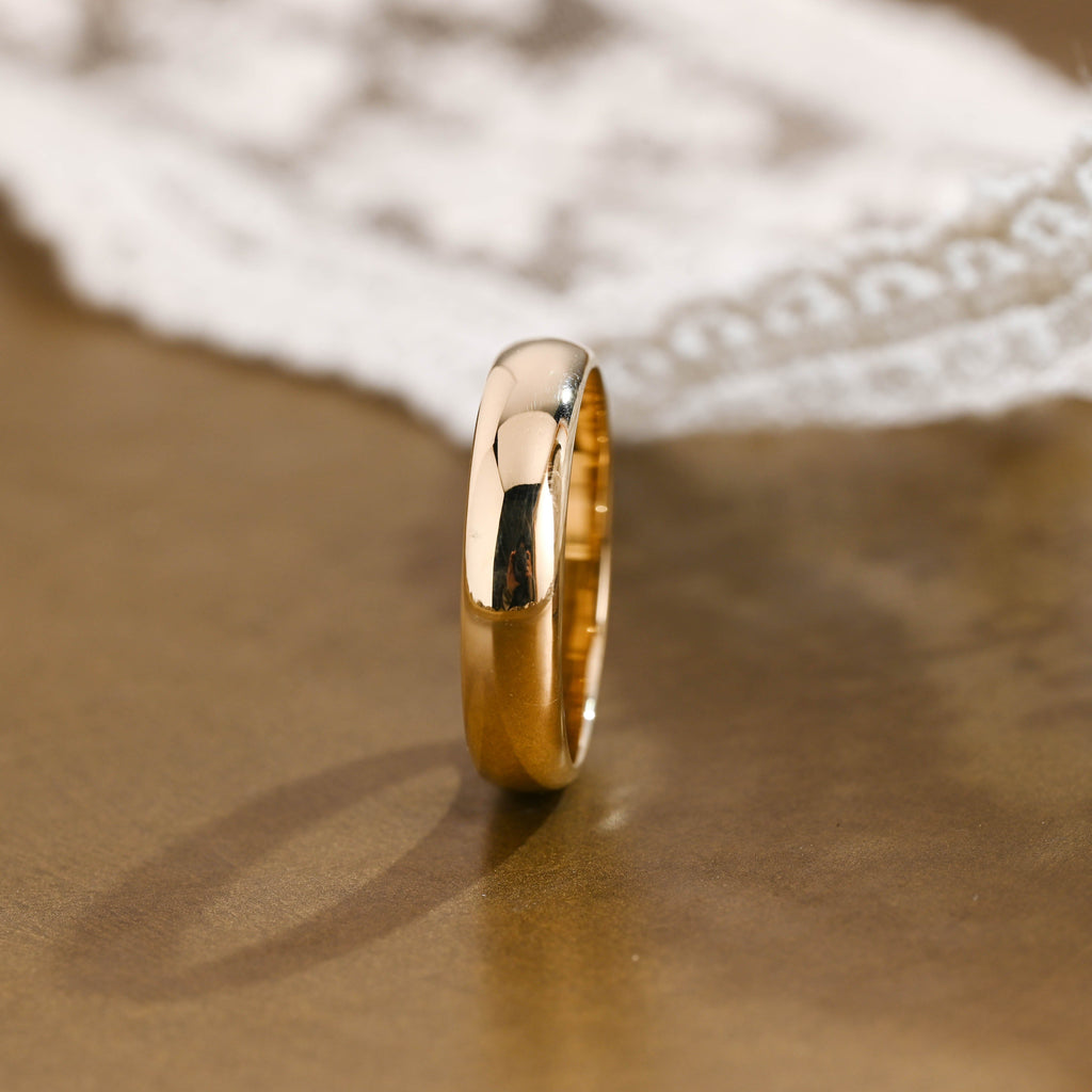 SquareJewelry men's wedding ring Solid Gold 5.0mm Plain Wedding Band Cigar Ring