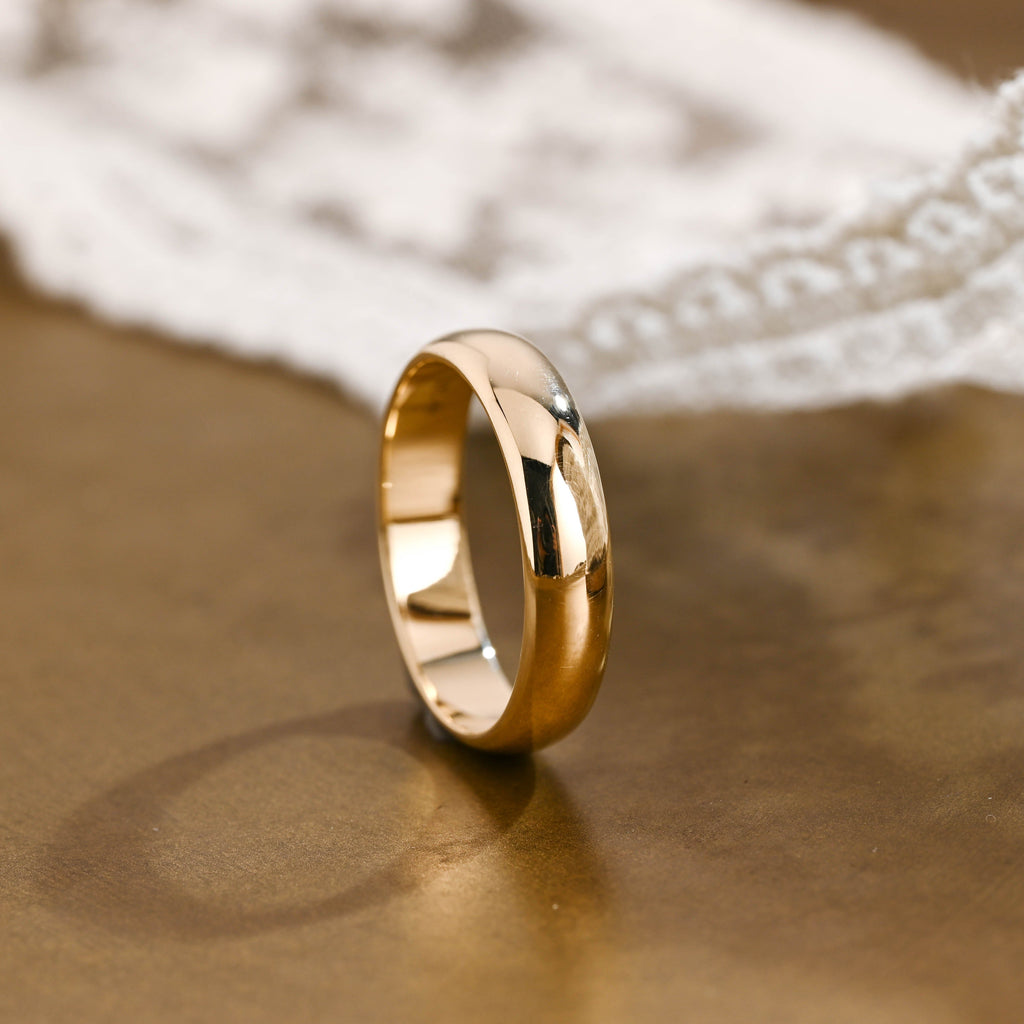 SquareJewelry men's wedding ring Solid Gold 5.0mm Plain Wedding Band Cigar Ring