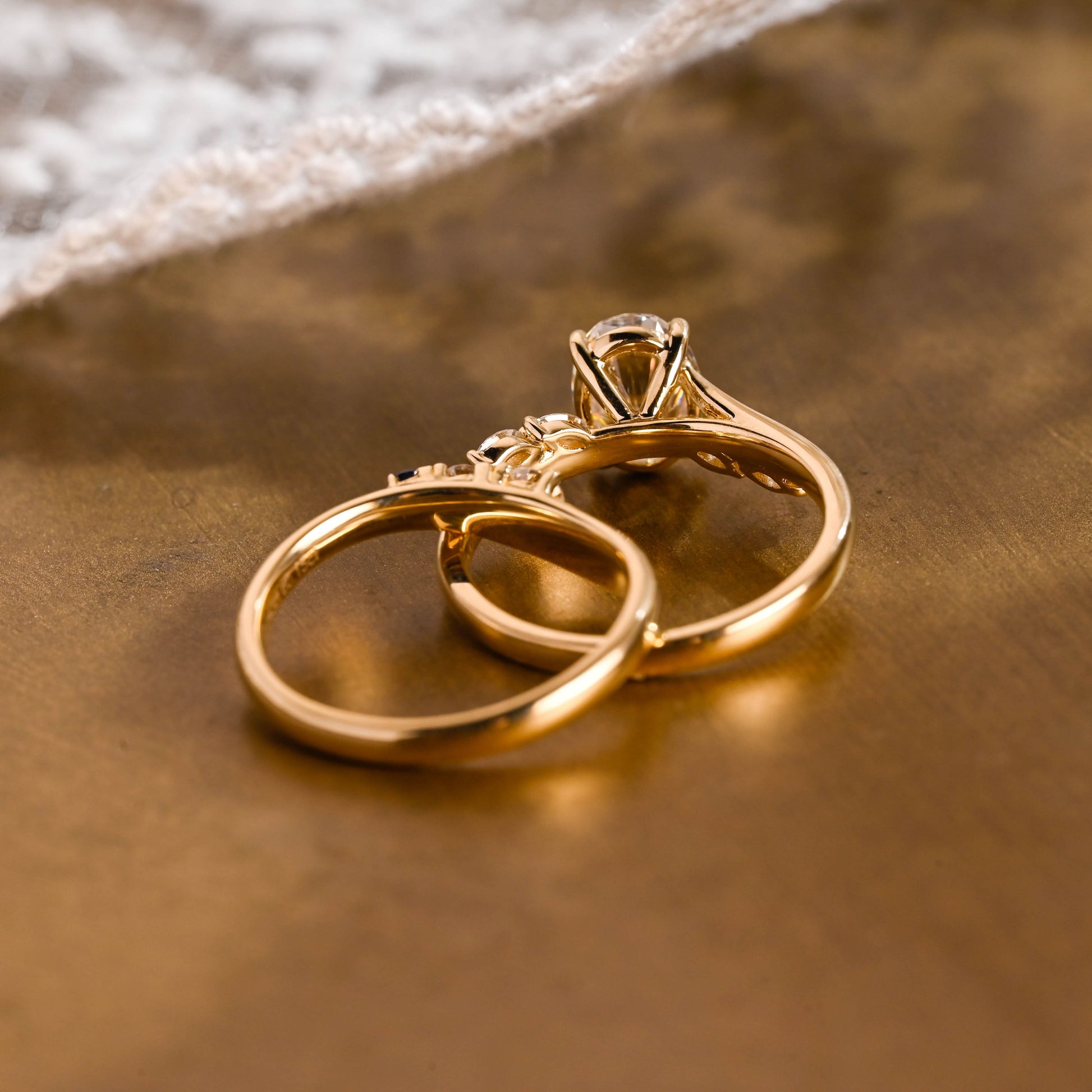 SquareJewelry oval cut bridal set Solid Gold Bypass Oval Cut Moissainte Wedding Ring Set