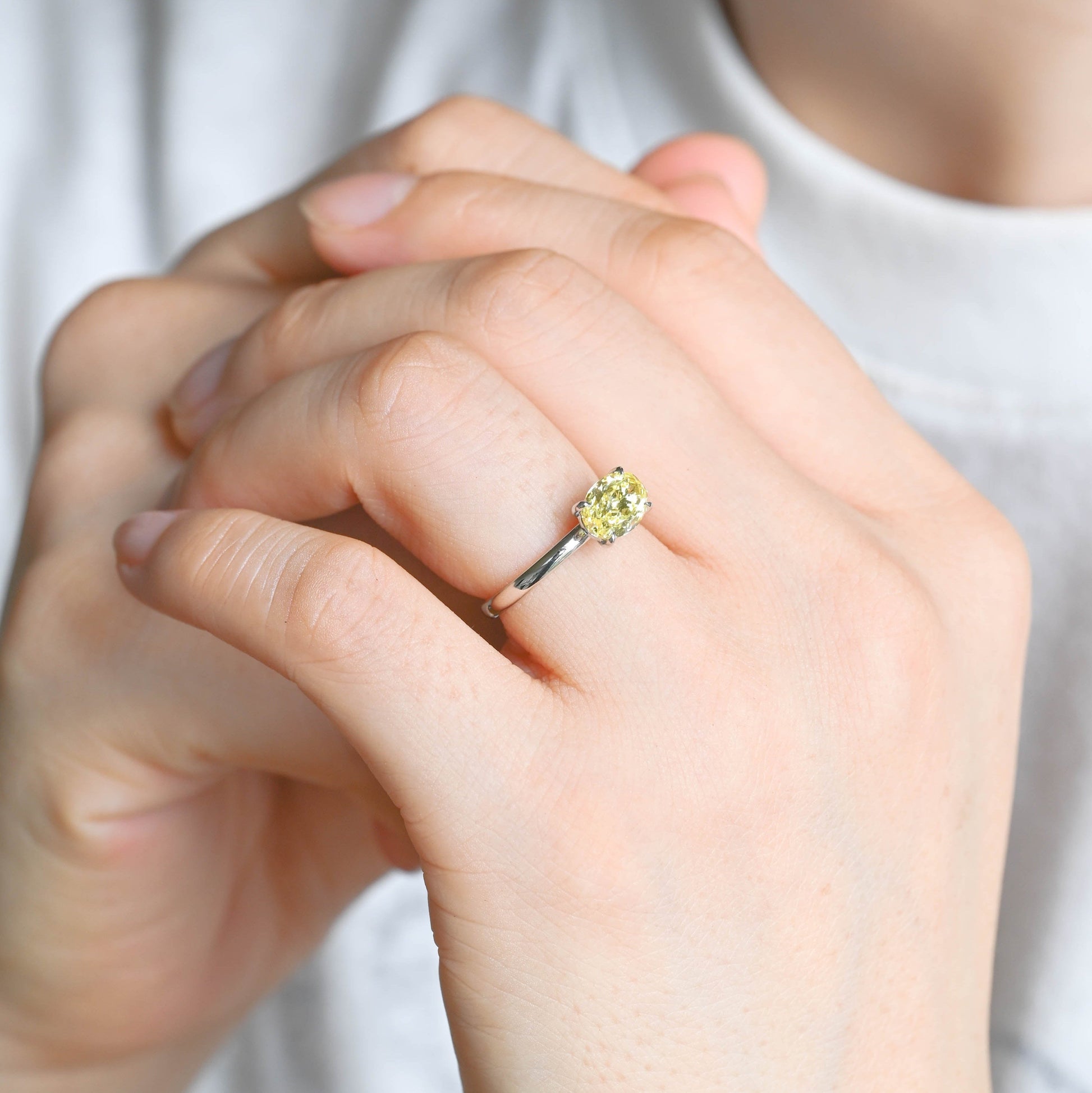 SquareJewelry oval cut lab grown sapphire engagement ring Solid Gold Solitaire Oval Cut Yellow Sapphire Engagement Ring