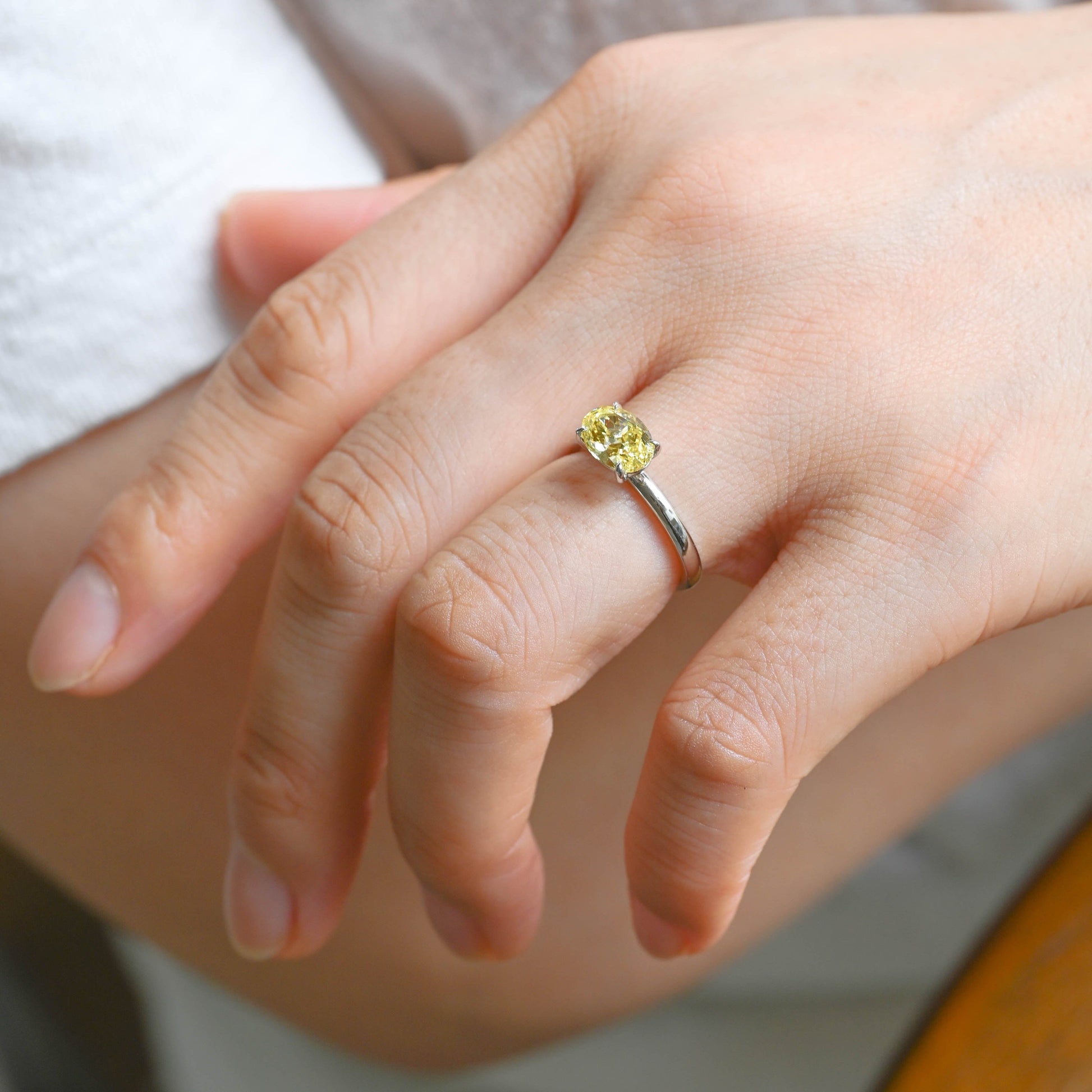 SquareJewelry oval cut lab grown sapphire engagement ring Solid Gold Solitaire Oval Cut Yellow Sapphire Engagement Ring