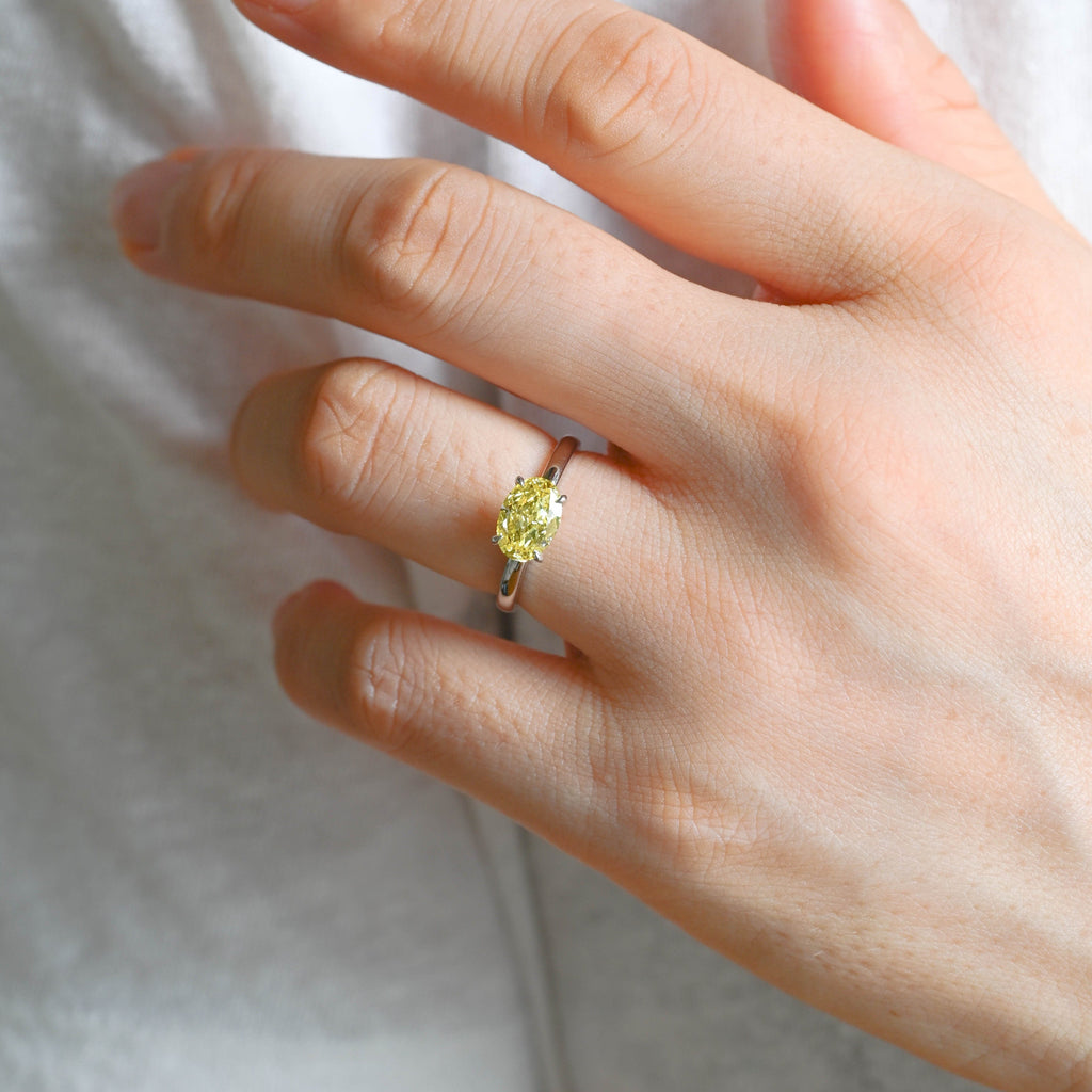 SquareJewelry oval cut lab grown sapphire engagement ring Solid Gold Solitaire Oval Cut Yellow Sapphire Engagement Ring