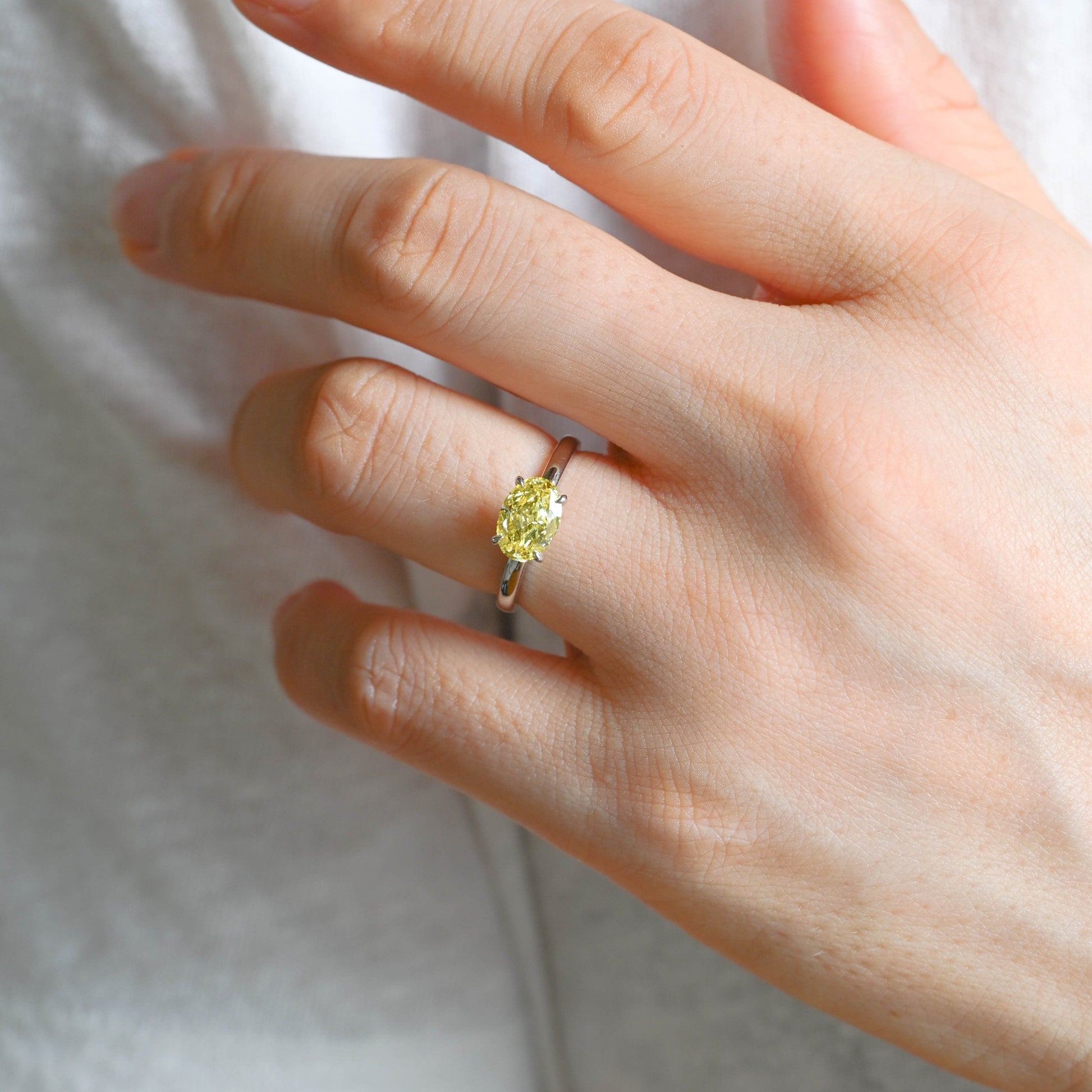 SquareJewelry oval cut lab grown sapphire engagement ring Solid Gold Solitaire Oval Cut Yellow Sapphire Engagement Ring